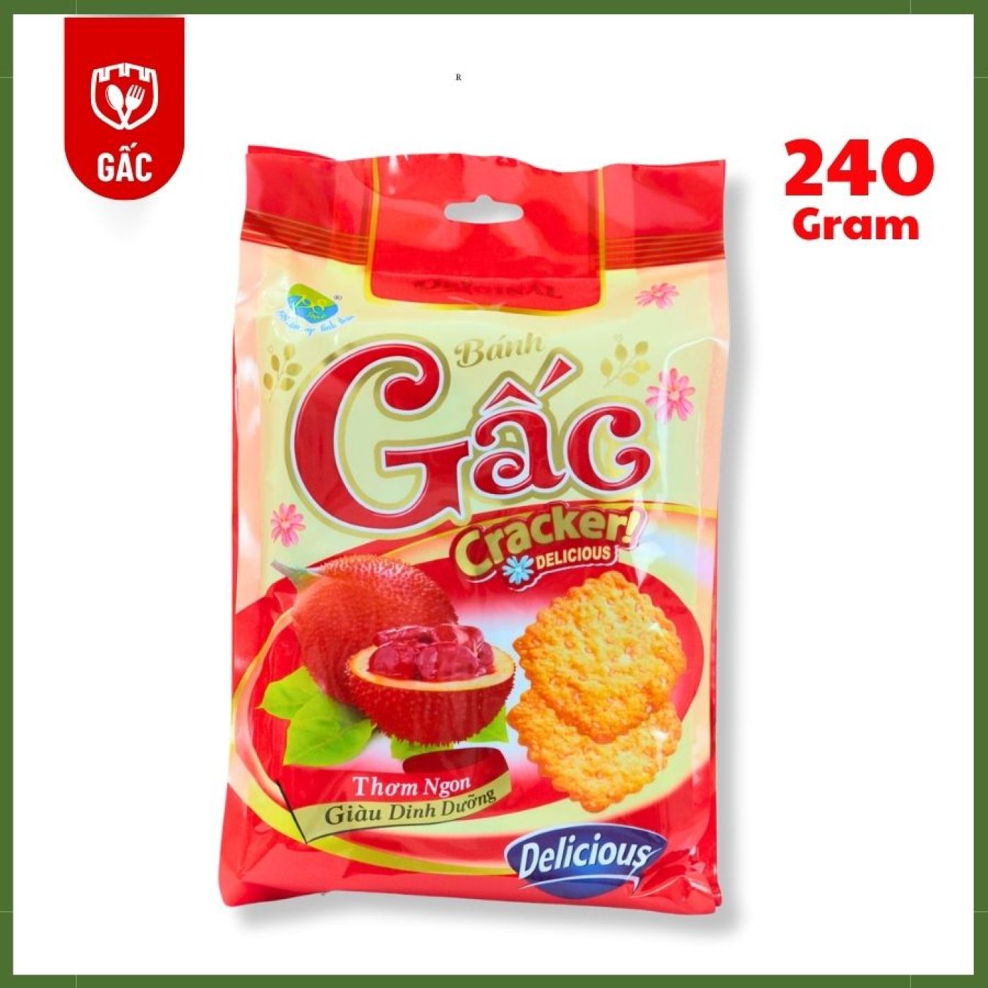 Bánh Cracker Gấc Giòn Rụm Thơm Ngon - Túi 240G