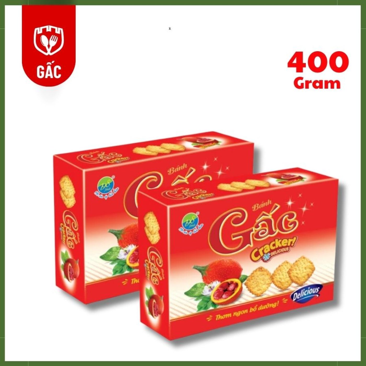 Bánh Cracker Gấc Giòn Rụm Thơm Ngon - Hộp 400G