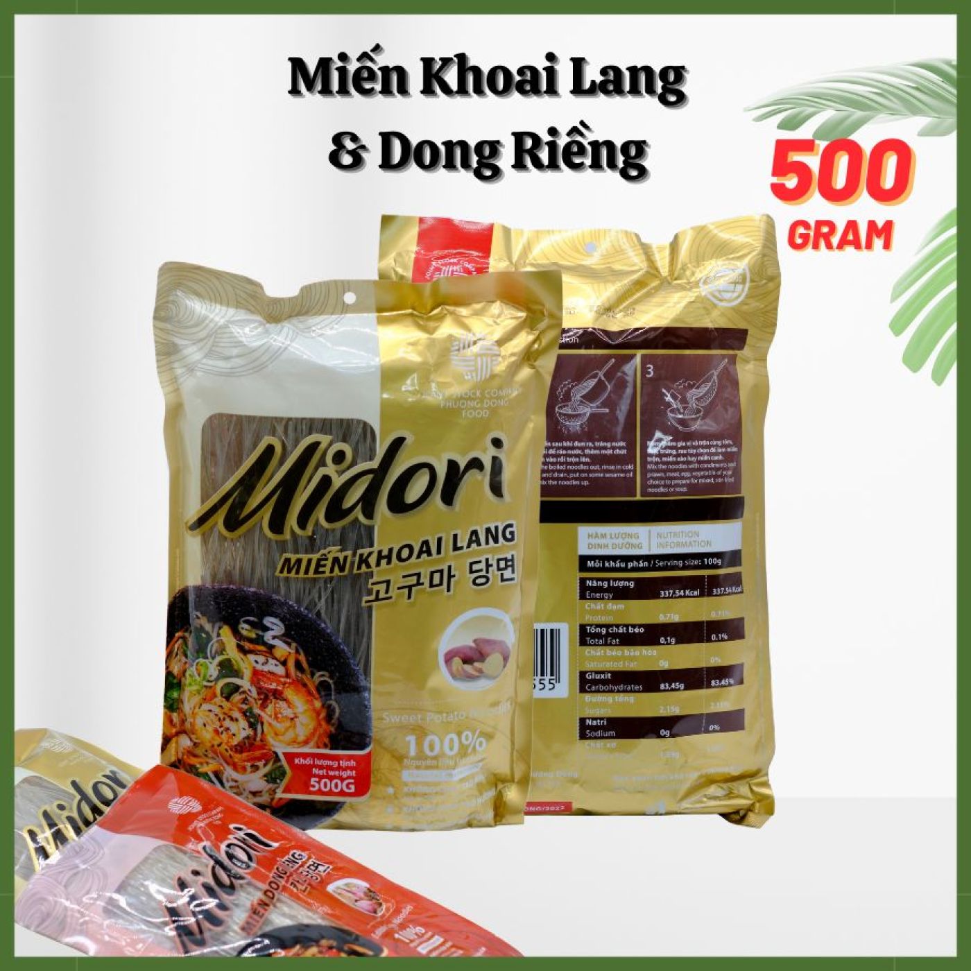 Miến Khoai lang - Miến dòng riềng Midori cao cấp Phương Đông - 500G