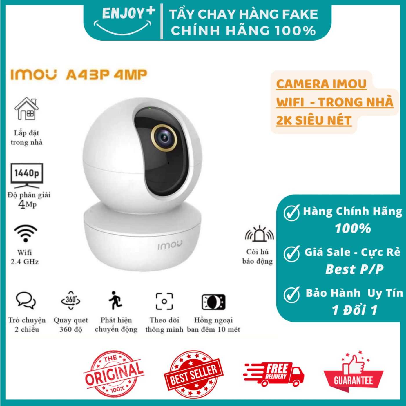 Bộ Camera IMOU A43P TA42CP 4MP 2K - Siêu Nét - Hàng Chính Hãng - Dòng Bán Chạy Nhất Tại Việt Nam