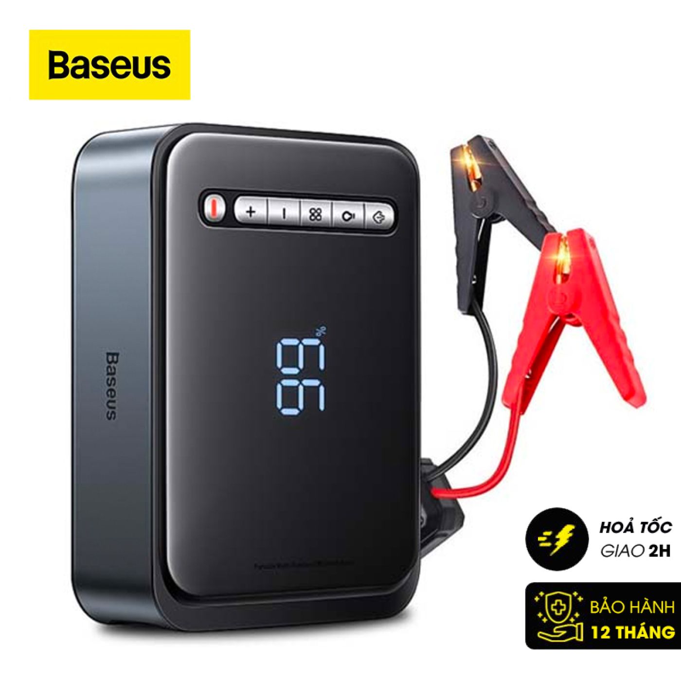 Bơm Lốp Đa Năng Kiêm Kích Bình Ô Tô Baseus Super Energy 2-in-1 Jump Starter Sạc Pin Cầm Tay 8000mAh