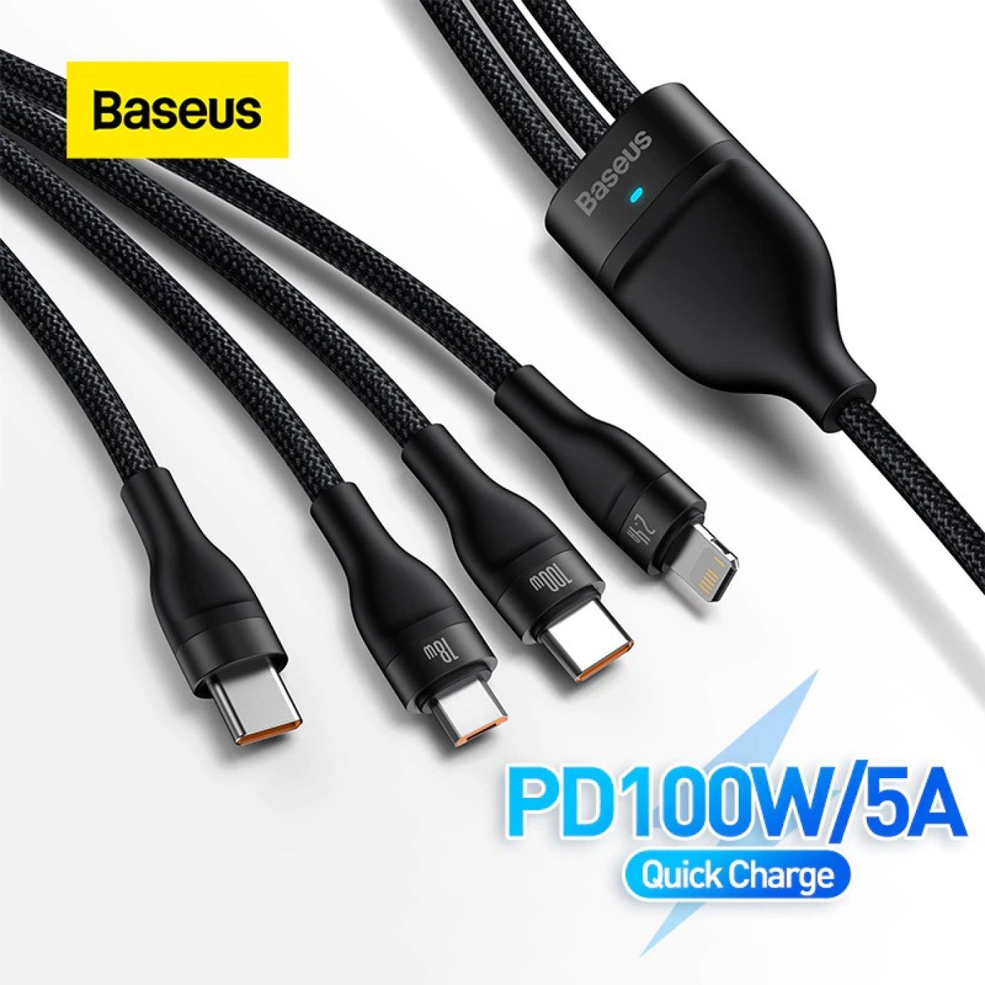 Cáp sạc nhanh đa năng 3 in 1 Baseus Flash Series Ⅱ One-for-three Fast Charging Cable Type-C to M+L+C