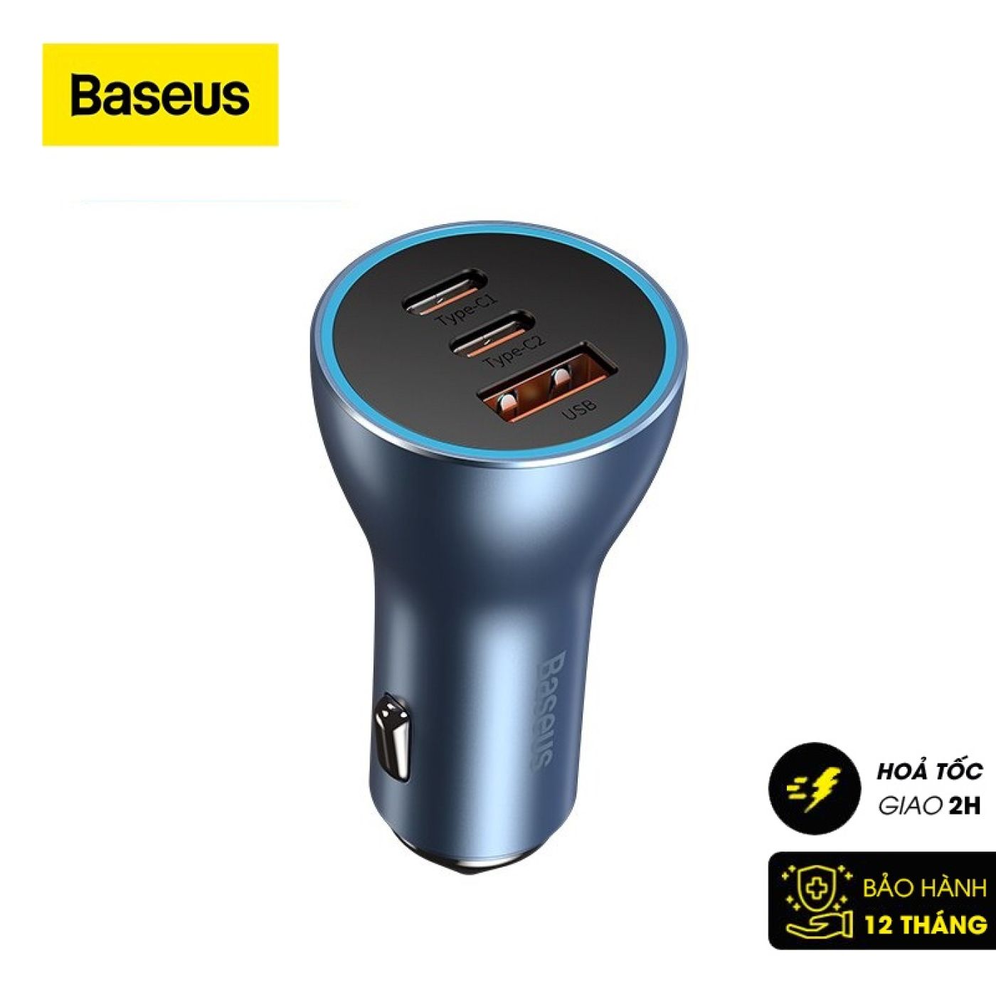 Tẩu Sạc Nhanh Đa Năng Trên Ô Tô 65W Baseus Golden Contactor Pro Triple Fast Charger Car Charger QC 3