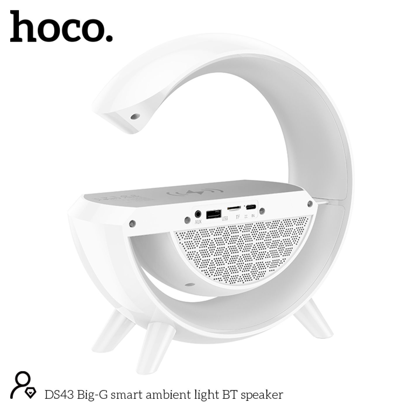 Loa bluetooth chữ G tích hợp đèn ngủ cùng sạc không dây tiện lợi và thông minh nghe nhạc hoco DS43