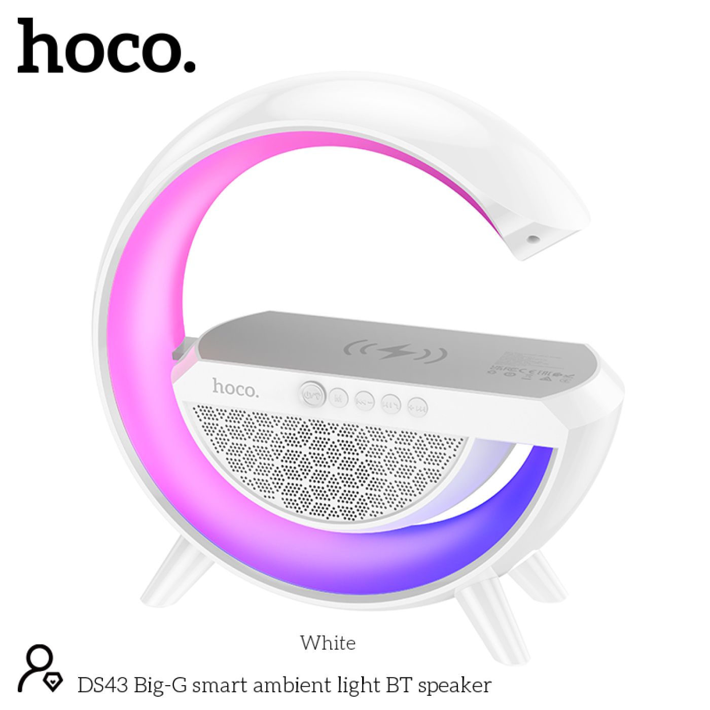 Loa bluetooth chữ G tích hợp đèn ngủ cùng sạc không dây tiện lợi và thông minh nghe nhạc hoco DS43