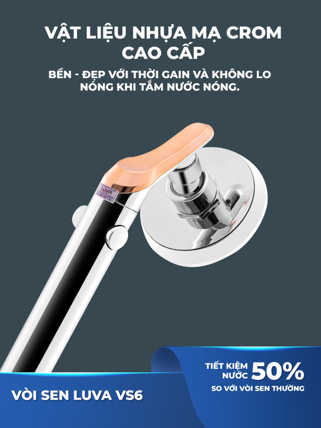 Vòi hoa sen Luva VS6, BH 1 năm, đổi lỗi 30 ngày, đường kính bát sen to 11cm, bật tắt trên vòi sen