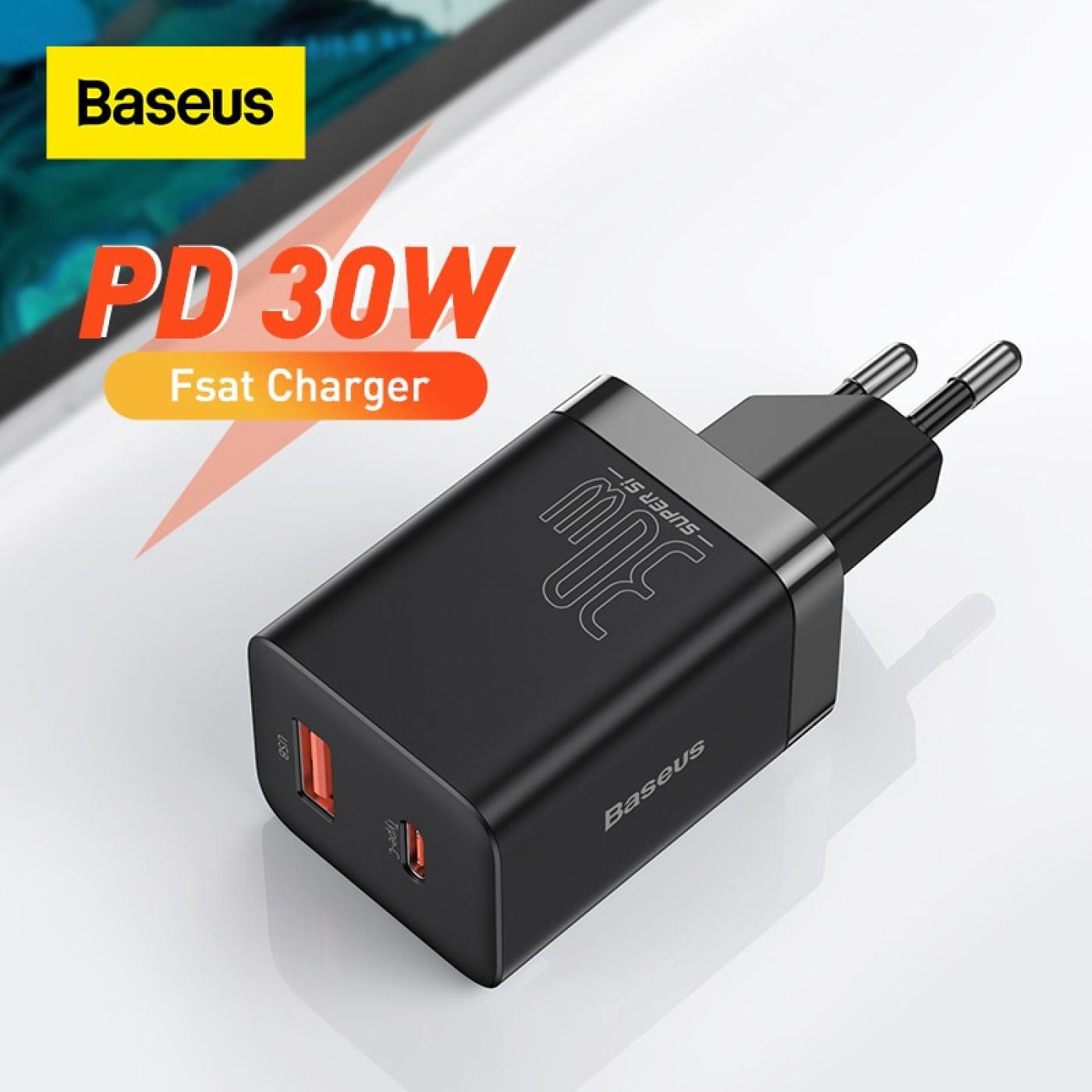 Sạc nhanh nhỏ gọn Baseus Super Si Pro Quick Charger C+U 30W