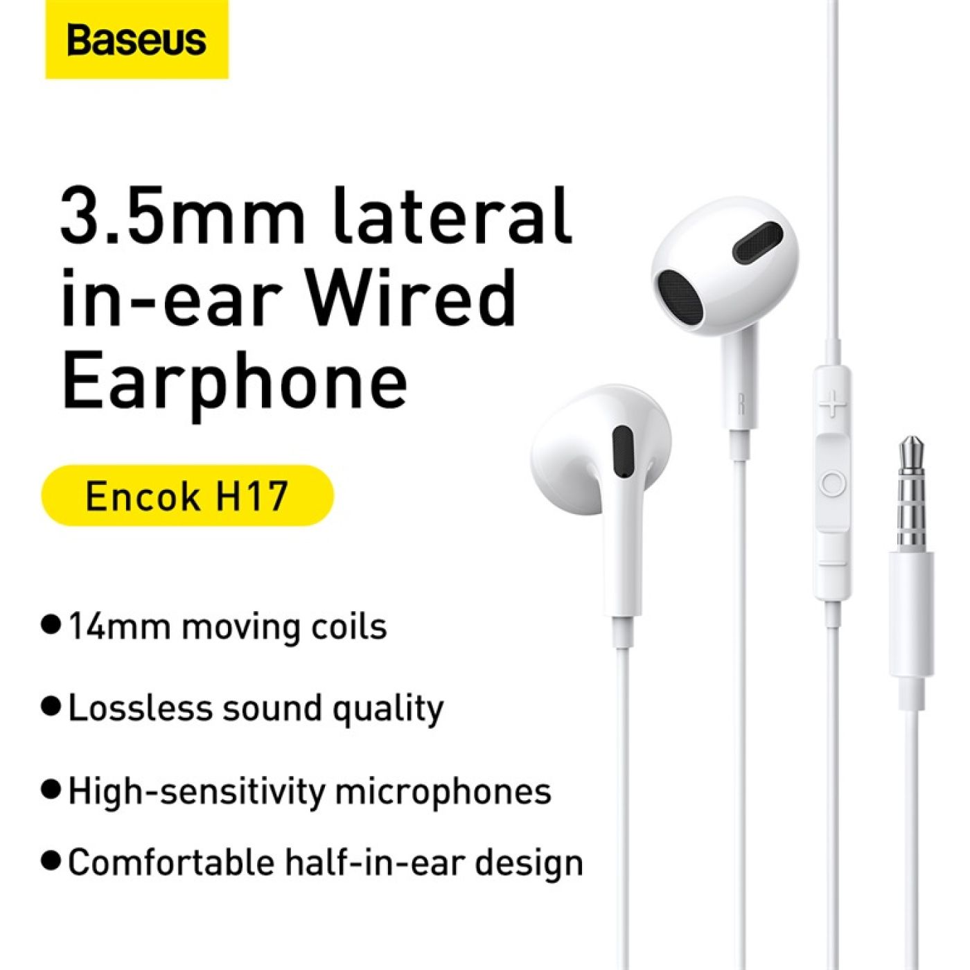 Tai Nghe Baseus Encok 3.5mm lateral in-ear Wired Earphone H17