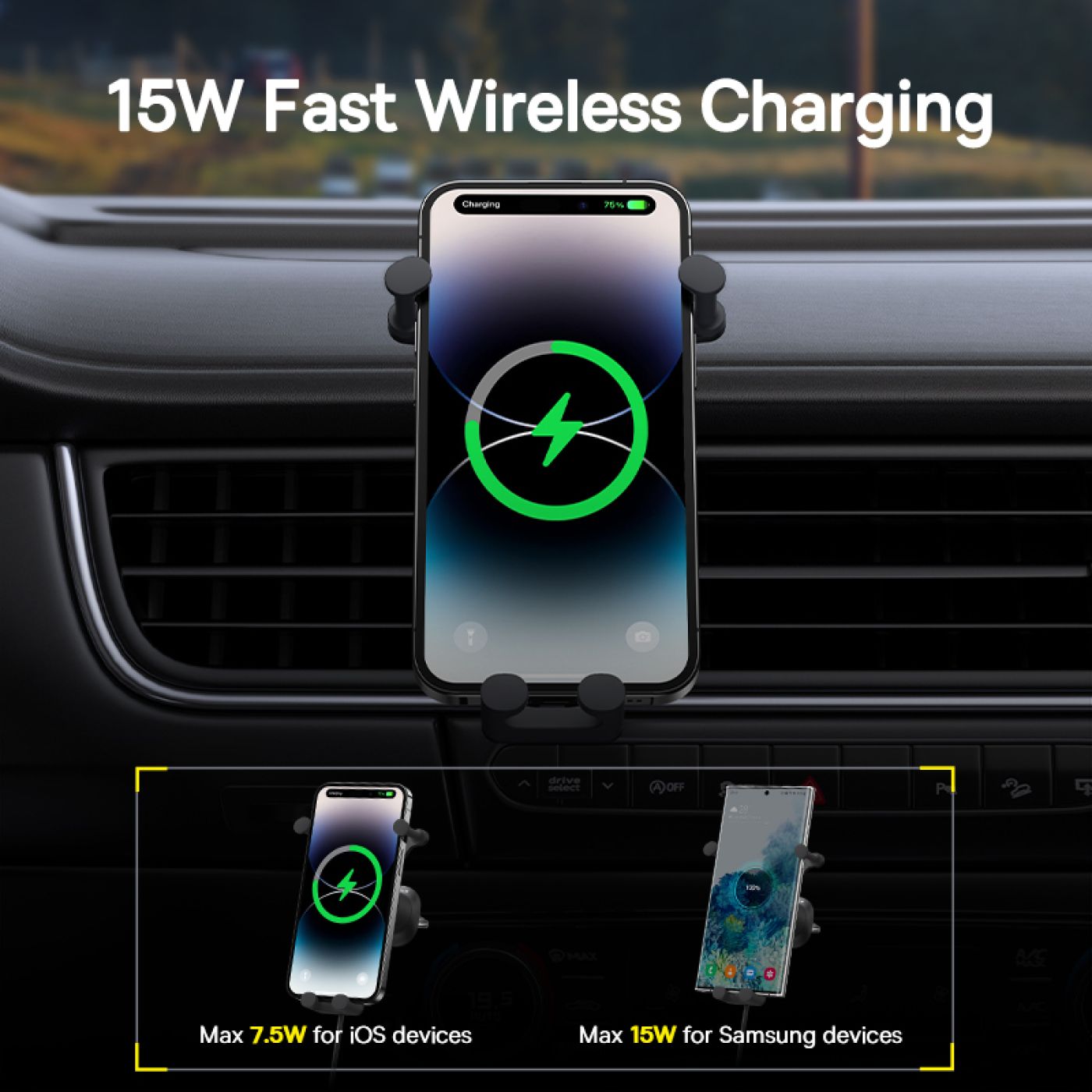 Giá Đỡ Điện Thoại Trên Ô Tô Baseus Stable Gravitational Wireless Charging Car Mount Pro 15W