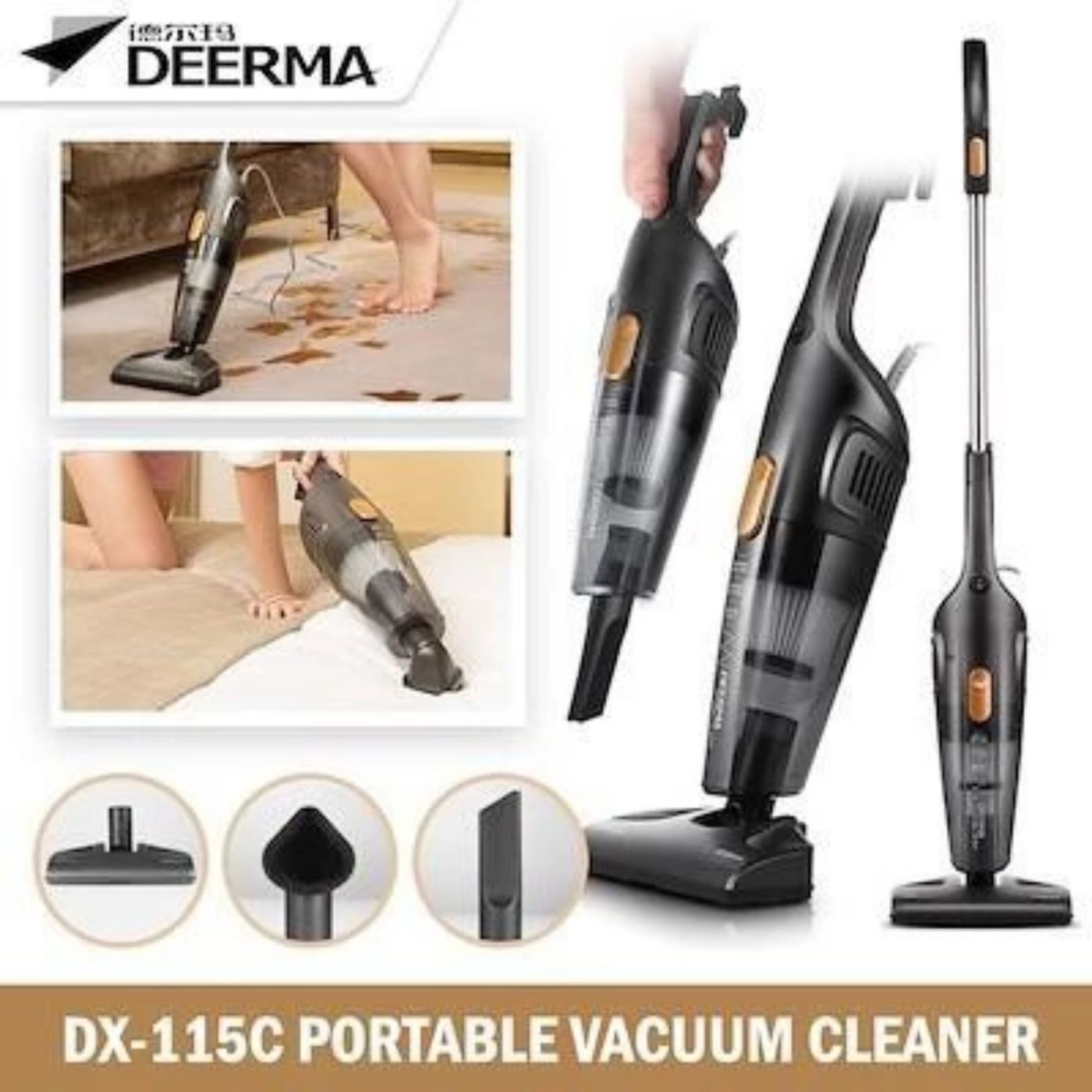 Máy Hút Bụi Deerma DX115C Công Suất 600W gia đình gia dụng 3 in1 đa năng