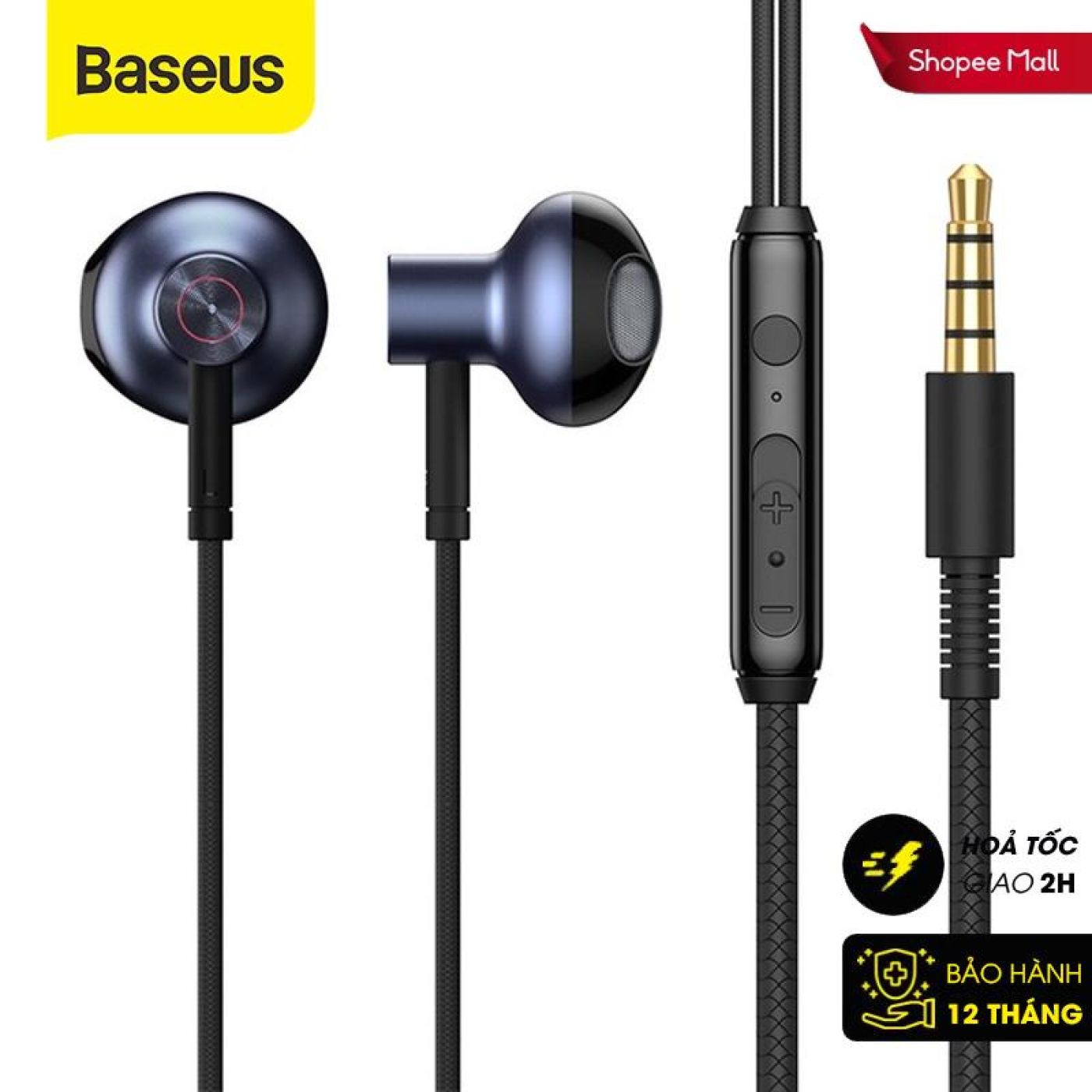 Tai nghe AUX 3.5mm Baseus Encok H19 Wired Earphone (6D surround, Deep Bass, with ECM Microphone for