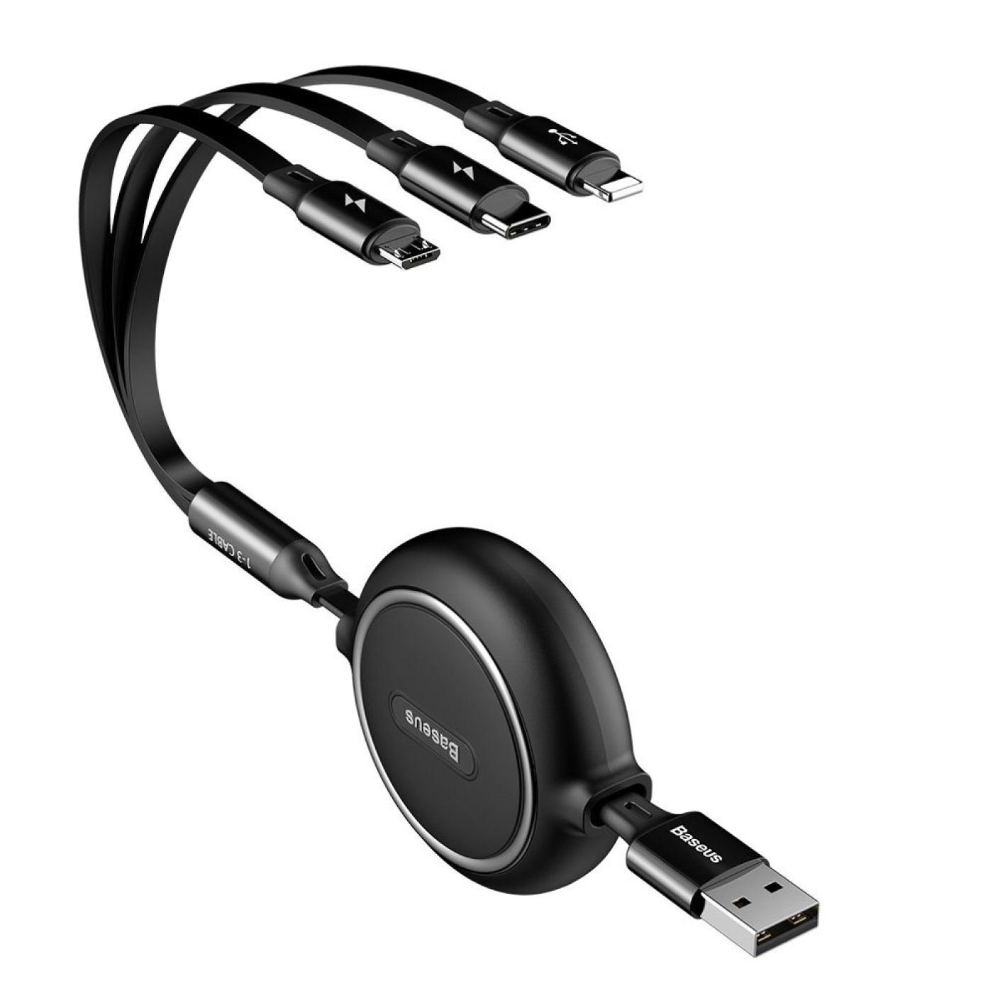 Cáp sạc dây rút 3 đầu Baseus Golden Loop 3 in 1 Elastic (3.5A, Type C/ I.P/ Micro USB, Adjustable, F