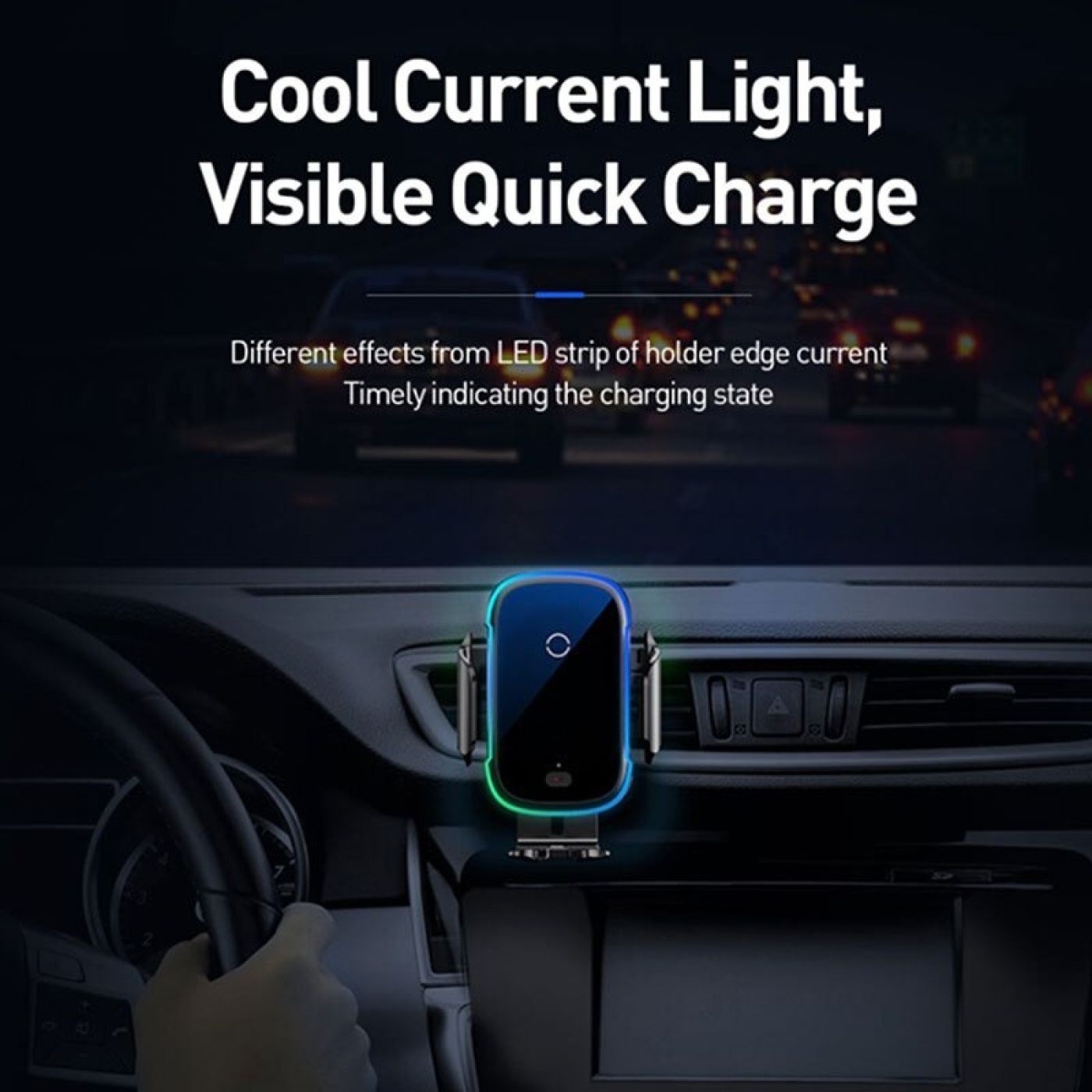 Bộ đế giữ điện thoại dùng trên xe hơi Baseus Light Electric Holder Wireless Charger 15W (tích hợp sạ