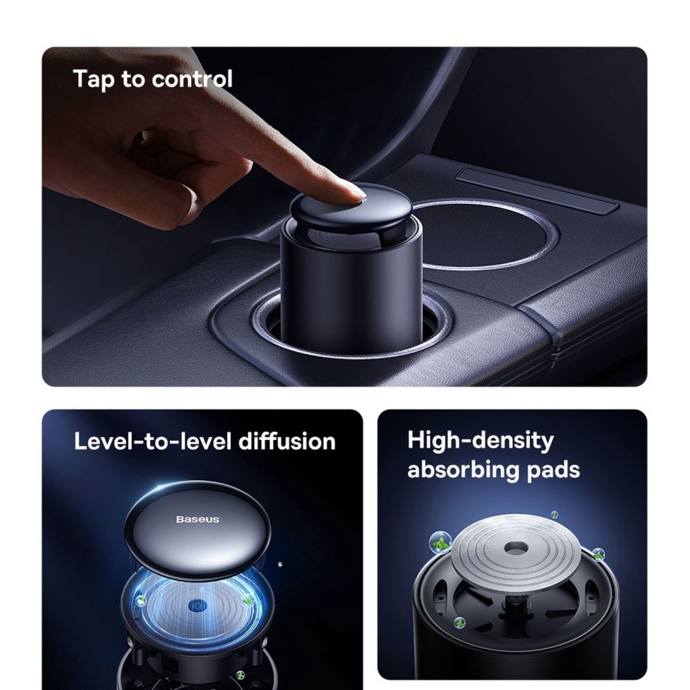 Máy Khuếch Tán Nước Hoa Trên Ô Tô Baseus Lingering Garden Tap-Control Car Aromatherapy Diffuser Kéo