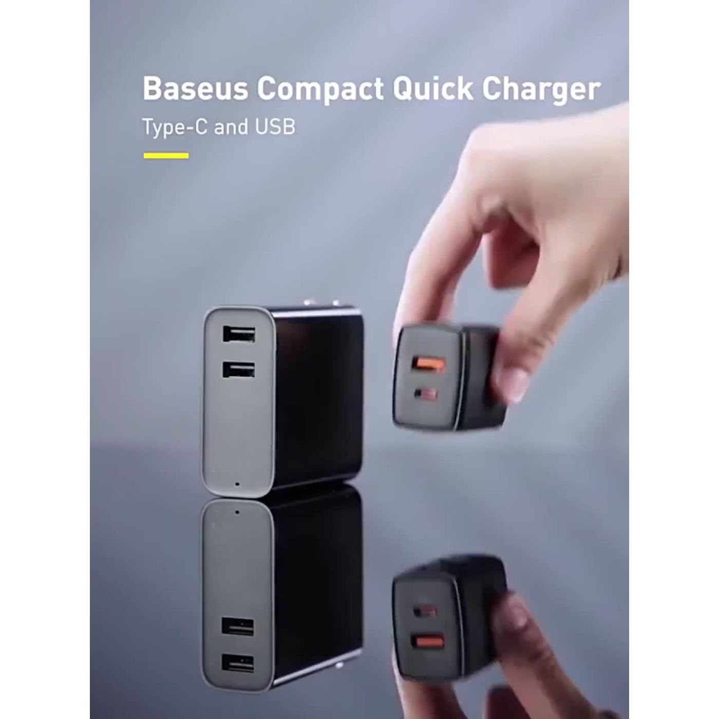 Cốc sạc nhanh siêu nhỏ gọn Baseus Compact Quick Charger 20W (USB + Type C Dual Port, 20W PD/QC 3.0 M