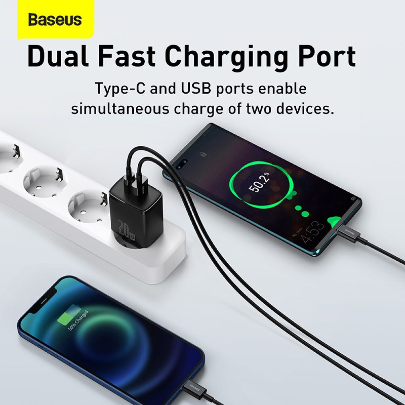 Cốc sạc nhanh siêu nhỏ gọn Baseus Compact Quick Charger 20W (USB + Type C Dual Port, 20W PD/QC 3.0 M