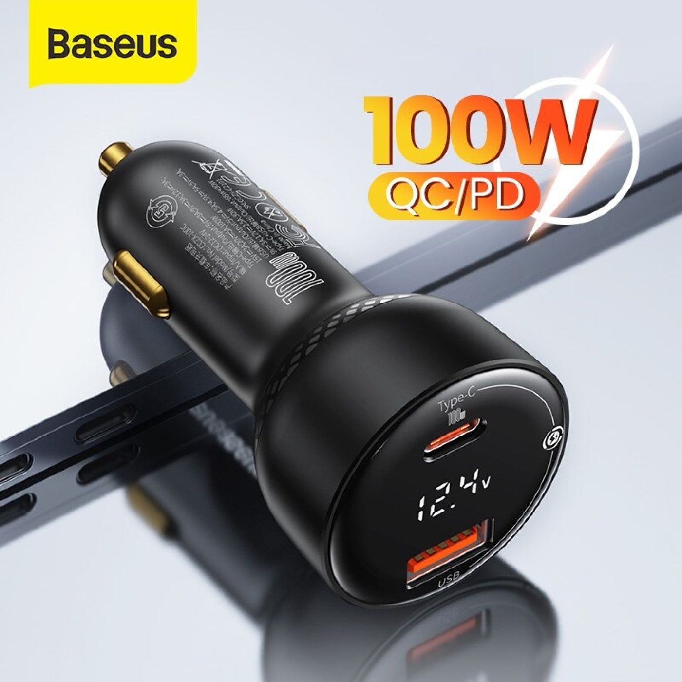 Tẩu sạc công suất cao 100W Superme Digital Display PPS Dual Quick Charger Car Charger (100W, 12V đến