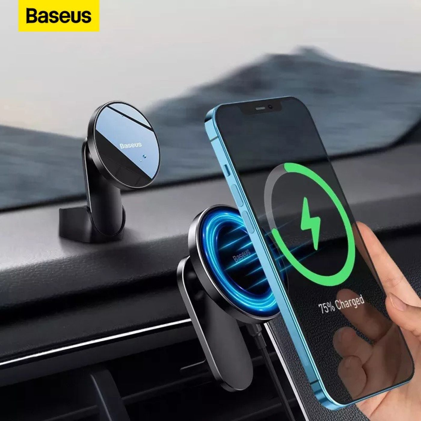 Đế giữ điện thoại tích hợp nam châm và Sạc không dây dùng trên xe ô tô Baseus Big Energy Car Mount W