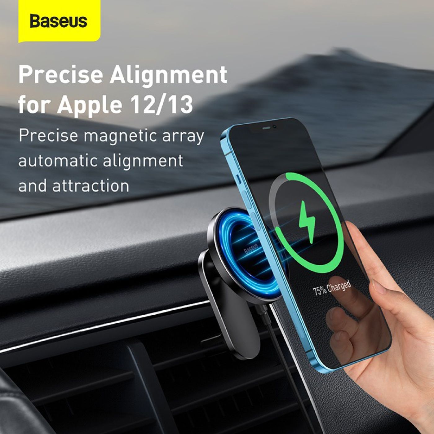 Đế giữ điện thoại tích hợp nam châm và Sạc không dây dùng trên xe ô tô Baseus Big Energy Car Mount W