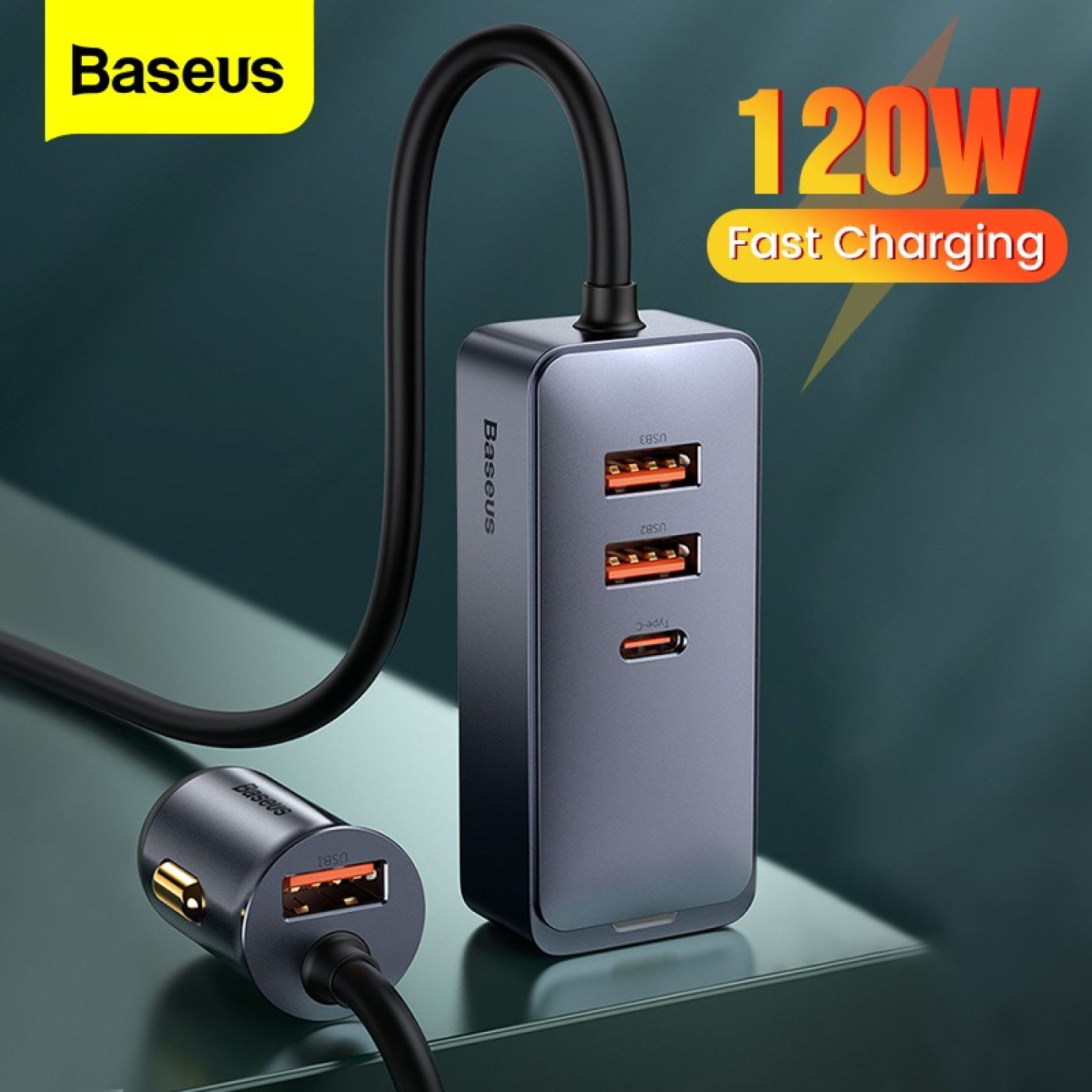 Tẩu sạc nhanh mở rộng 4 Port Baseus Share Together Extention Car Charger 120W (Extention up to 4 Por