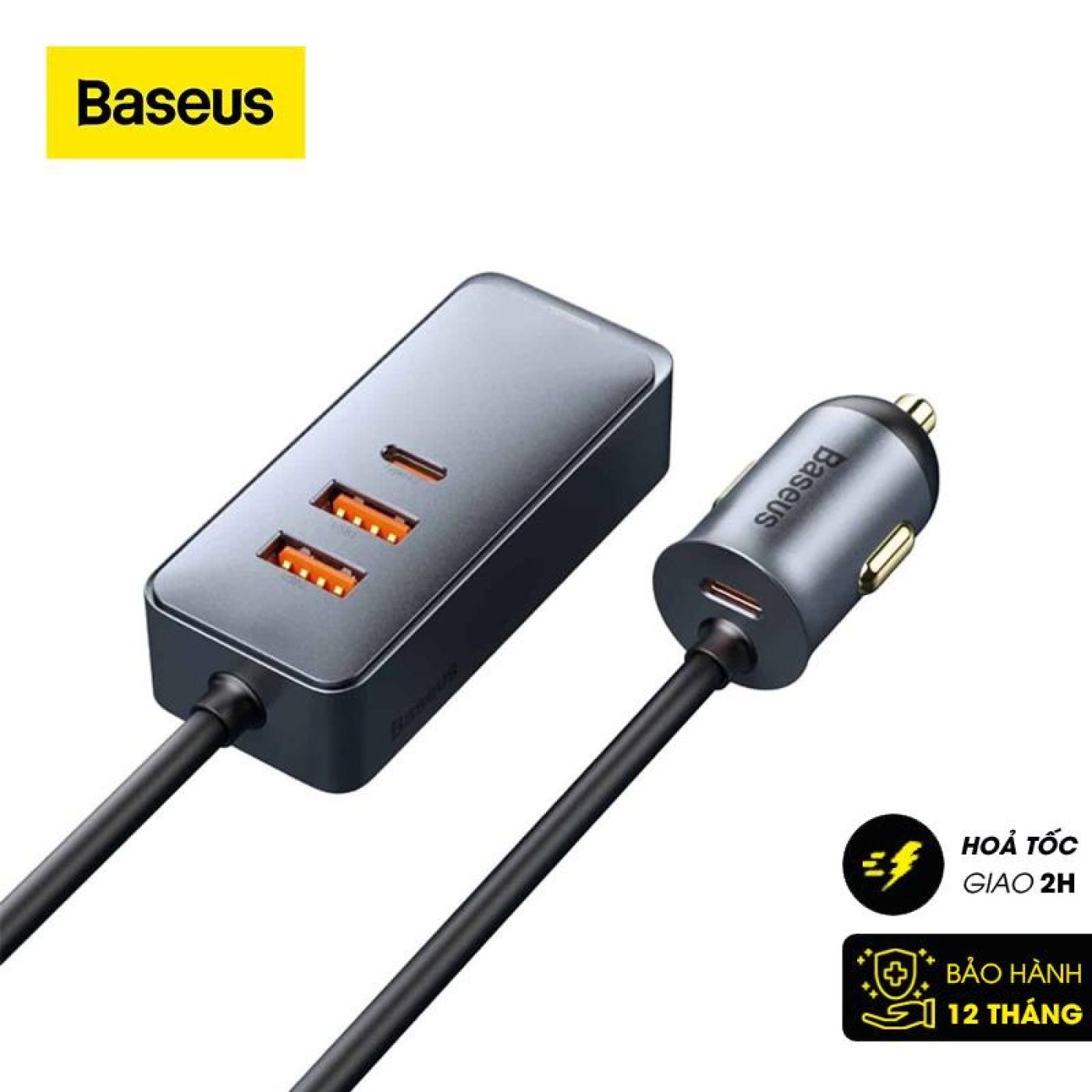 Tẩu sạc nhanh mở rộng 4 Port Baseus Share Together Extention Car Charger 120W (Extention up to 4 Por