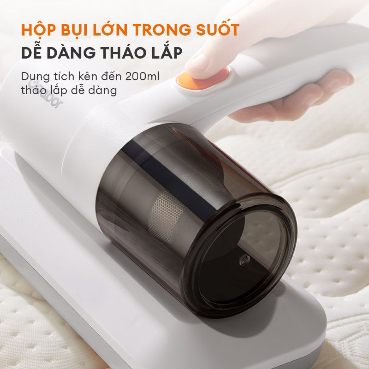 Máy hút bụi giường nệm Gaabor VCD10M-WH02A công suất 300W mini cầm tay có tia UV diệt khuẩn chăn ga