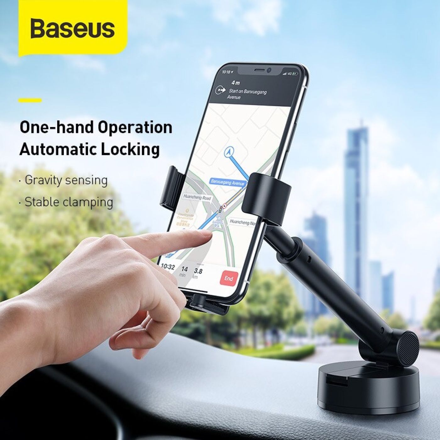 Bộ giá treo điện thoại dùng gắn kính hoặc táp lô trên xe hơi Baseus Simplism Gravity (Car Mount/ Hol