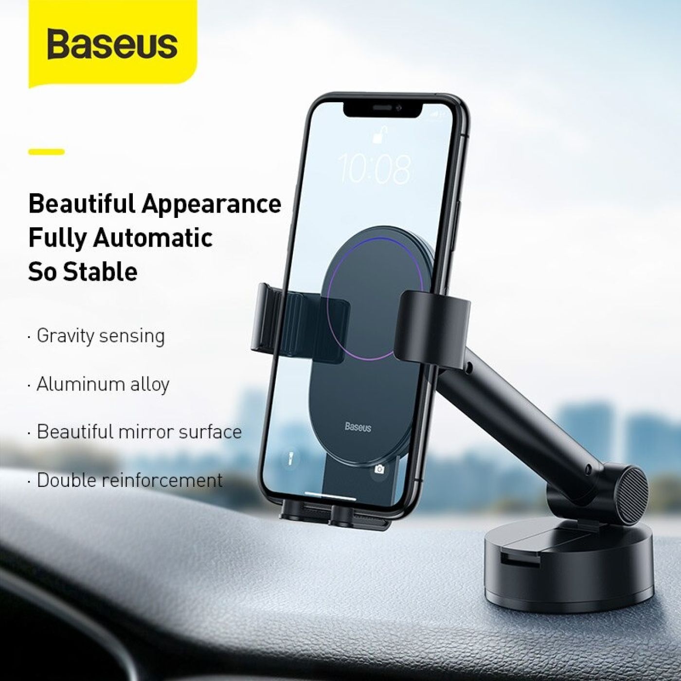 Bộ giá treo điện thoại dùng gắn kính hoặc táp lô trên xe hơi Baseus Simplism Gravity (Car Mount/ Hol