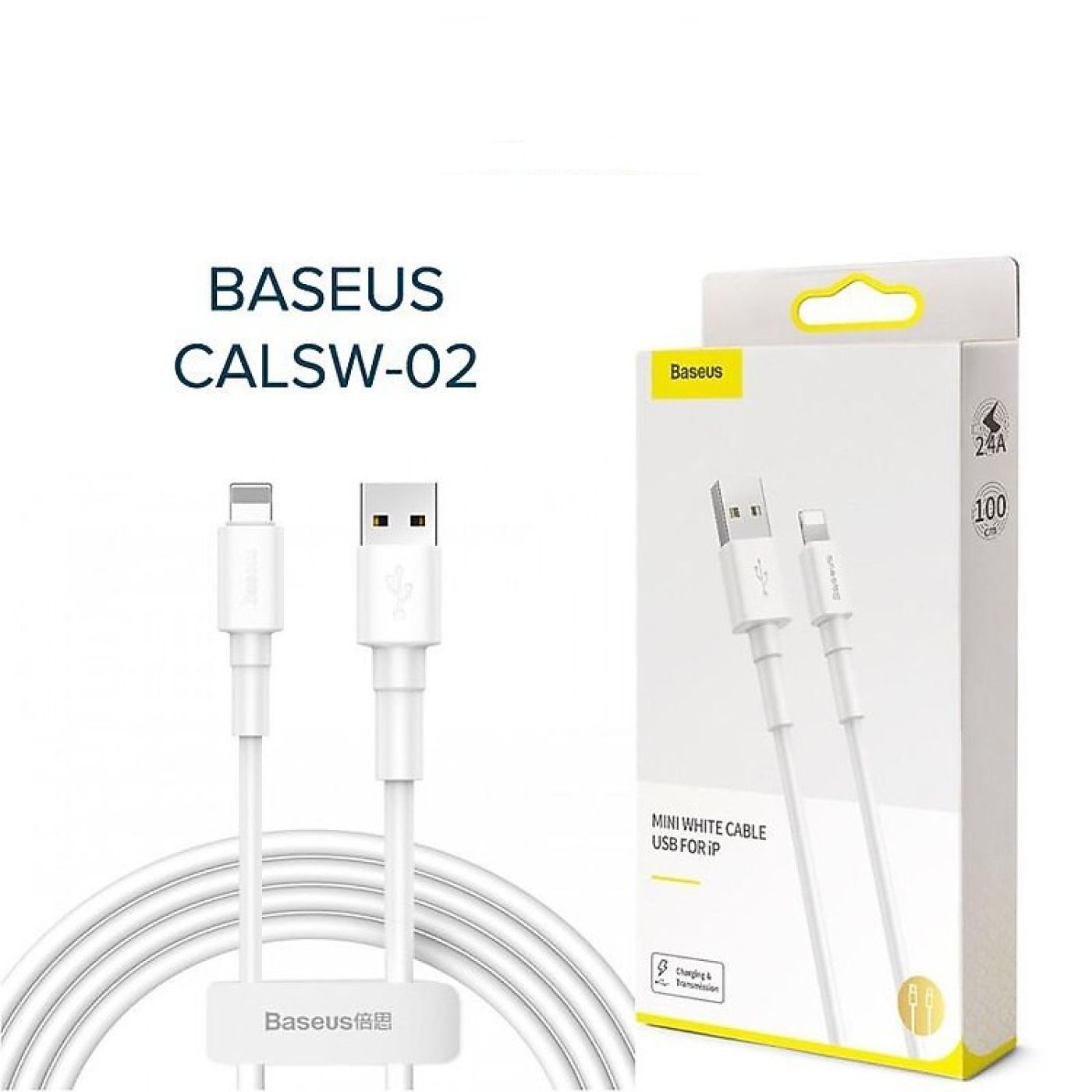 Cáp sạc nhanh Baseus CALSW-02 dành cho Iphone/Ipad dài 1m max 2.4A (trắng) - Hàng Chính Hãng