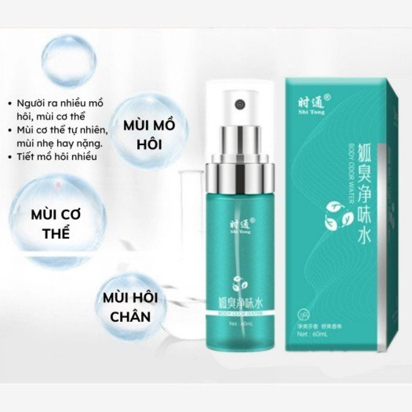 Xịt Khử Mùi Hôi Nách 60ml Shitong Giữ Vùng Cánh Luôn Khô Ráo Ngăn Tiết Mồ Hôi