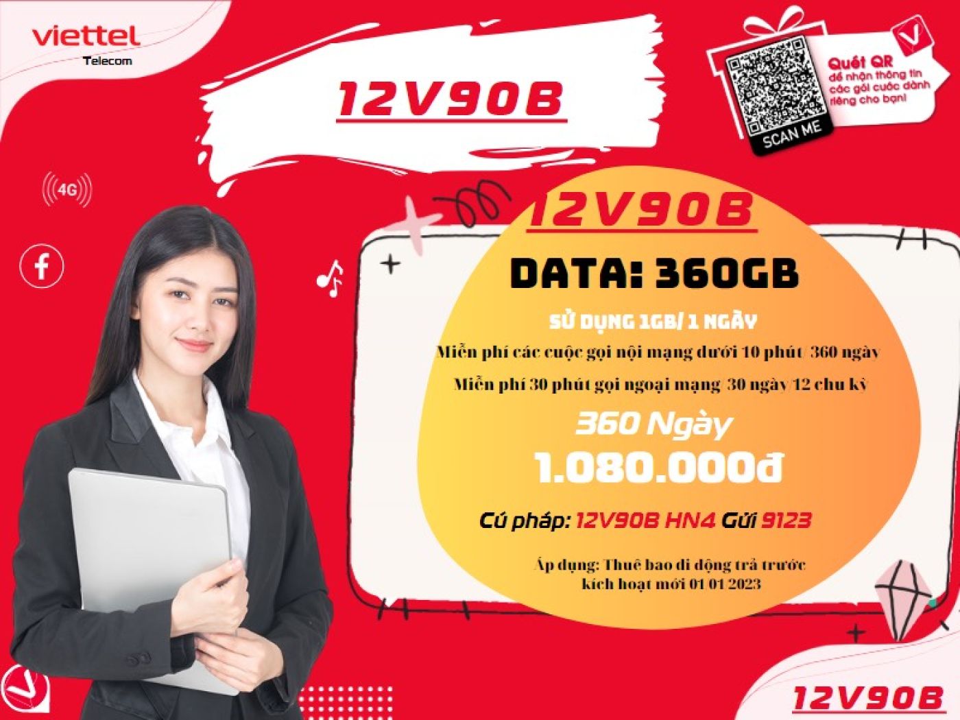 {Trọn Gói 12 Tháng} Sim Và Esim 4G Viettel V90B