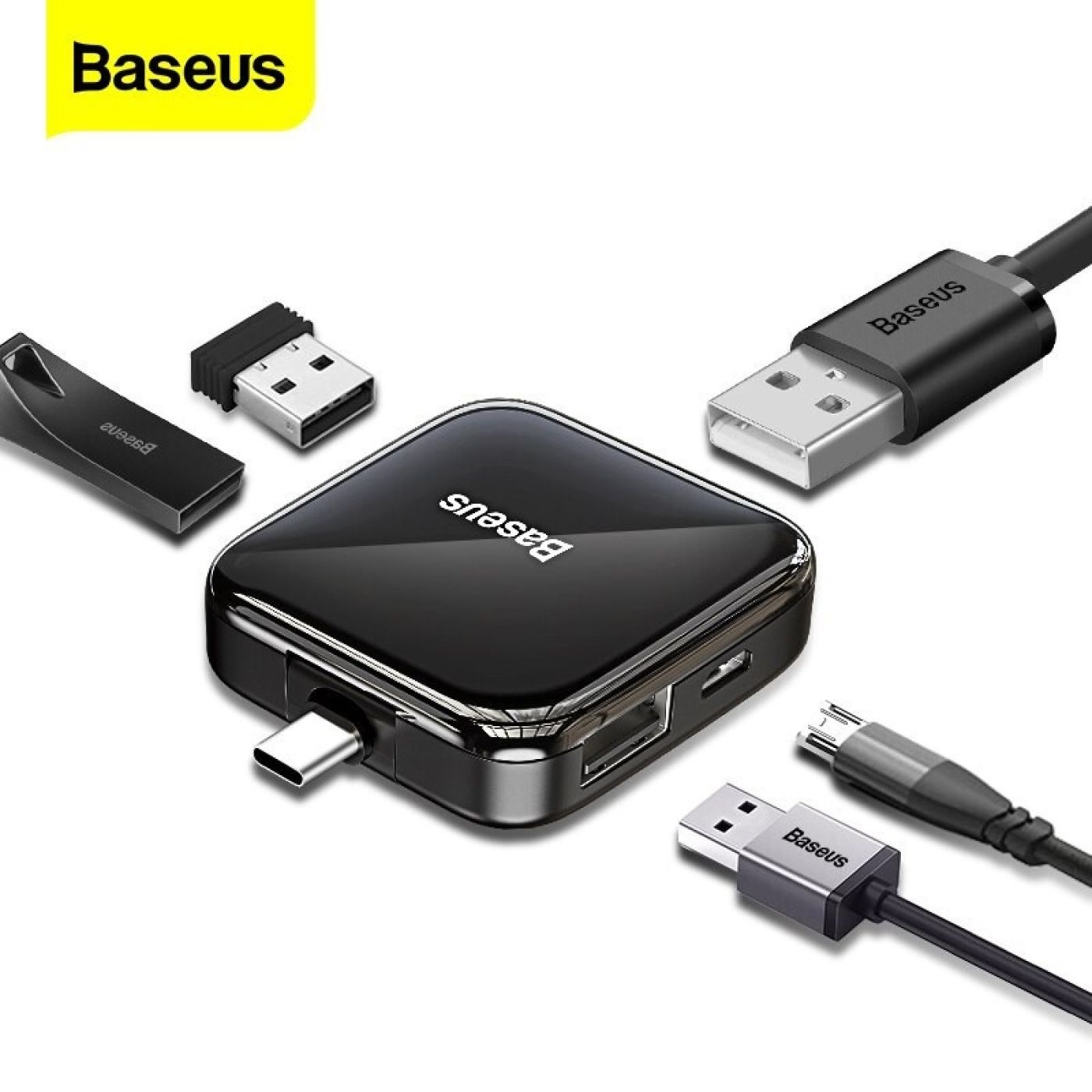 Bộ chia HUB Type C 2.0 đa năng 4 cổng USB 2.0 - Hàng Chính Hãng Baseus