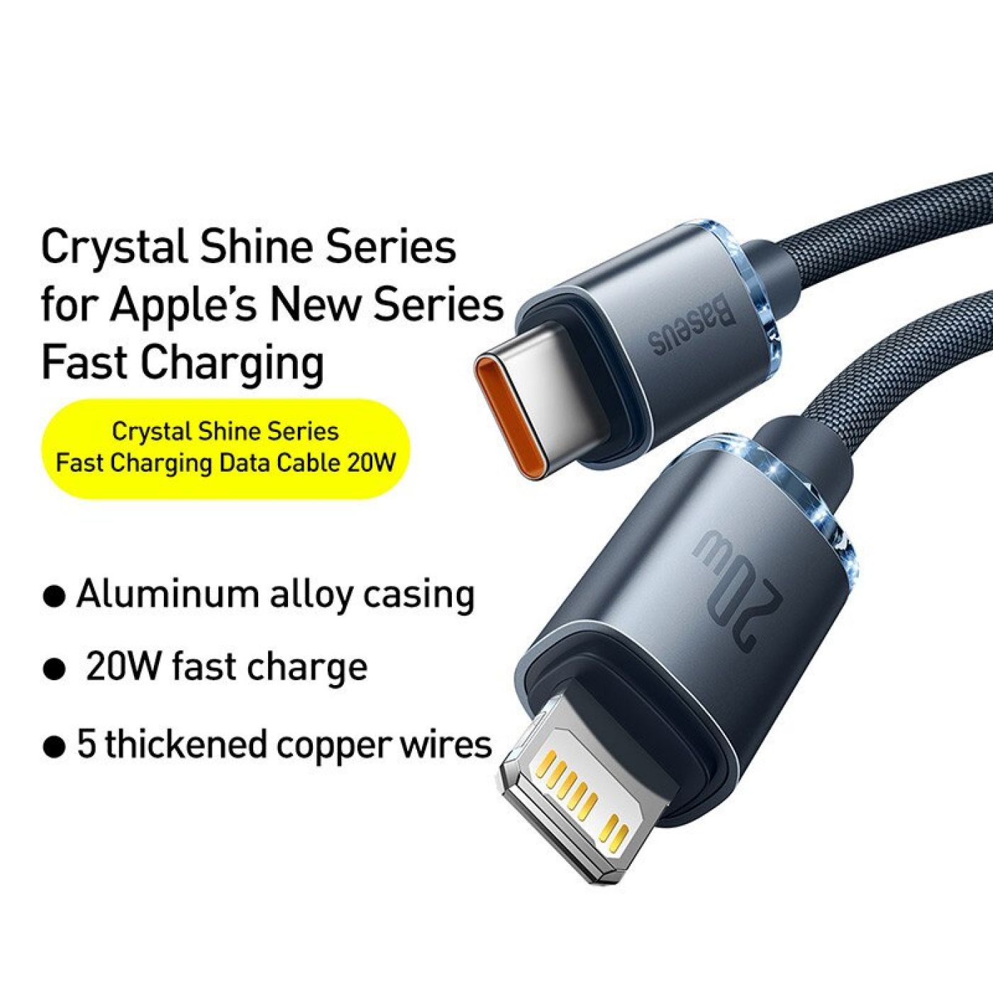 Cáp sạc nhanh, truyền dữ liệu tốc độ cao siêu bền Baseus Crystal Shine Series Fast Charging Data Cab