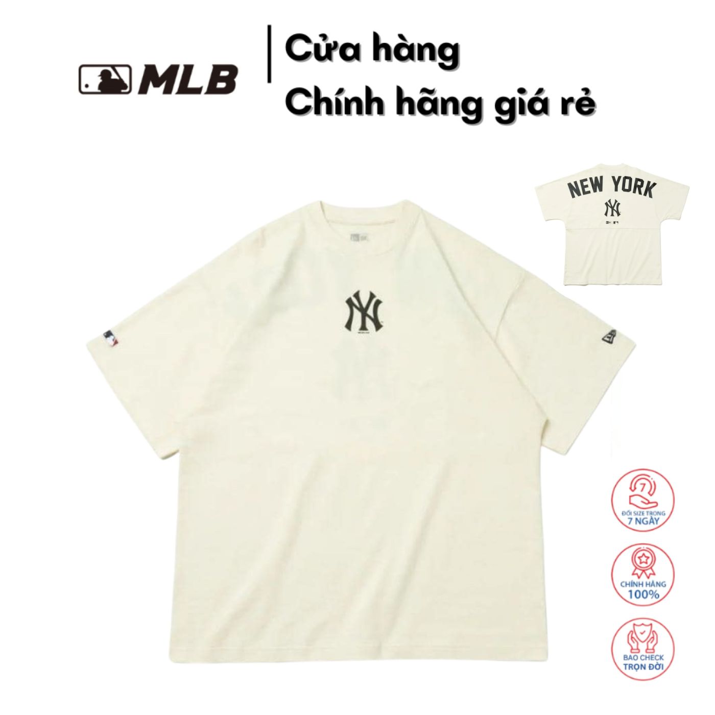 Áo Phông Chính Hãng New Era NY Series Oversize T-Shirt - KEM - CODE: 13516729