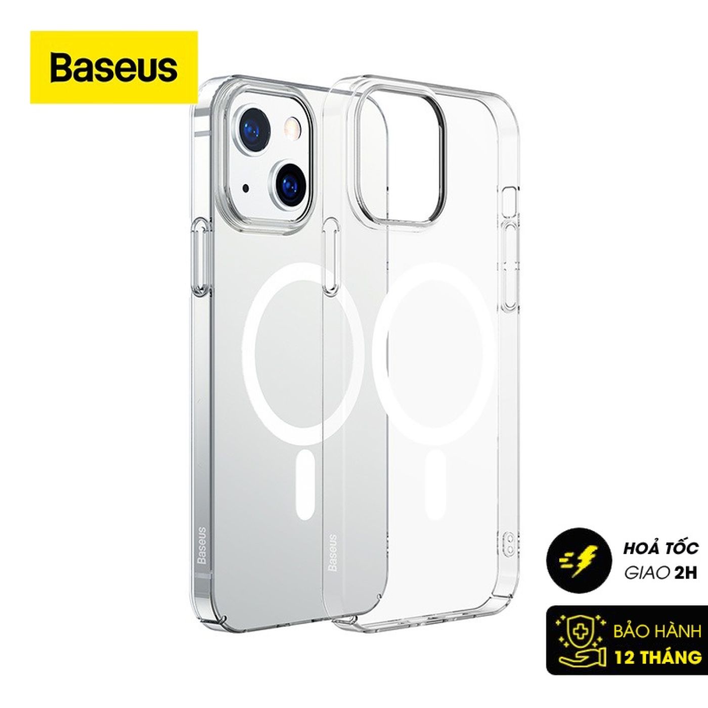 Ốp lưng nhựa cứng siêu mỏng từ tính kèm cường lực Baseus Crystal Magnetic Phone Case For iP 13 2021