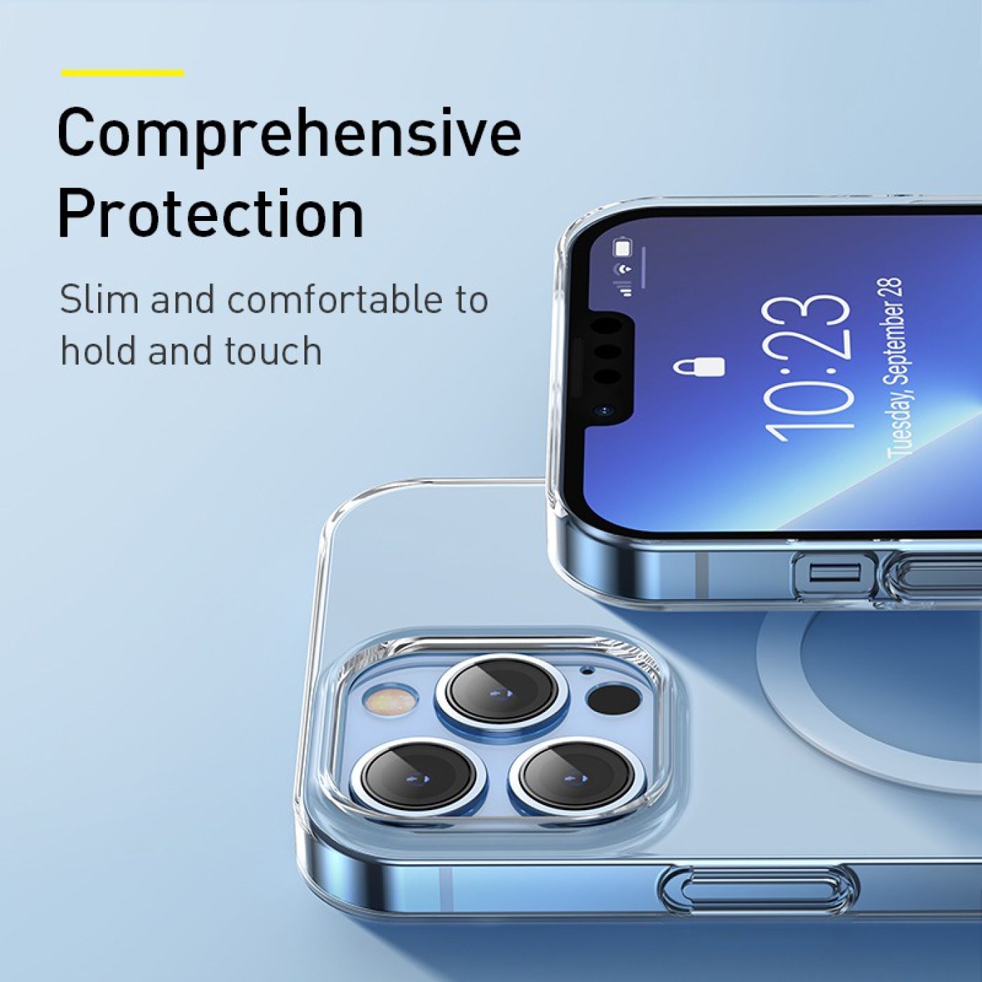 Ốp lưng nhựa cứng siêu mỏng từ tính kèm cường lực Baseus Crystal Magnetic Phone Case For iP 13 2021