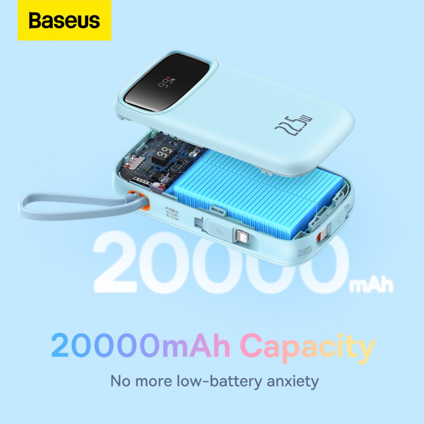 Pin Dự Phòng Sạc Nhanh Baseus Qpow2 Dual-Cable Digital Display Fast Charge Power Bank 22.5W