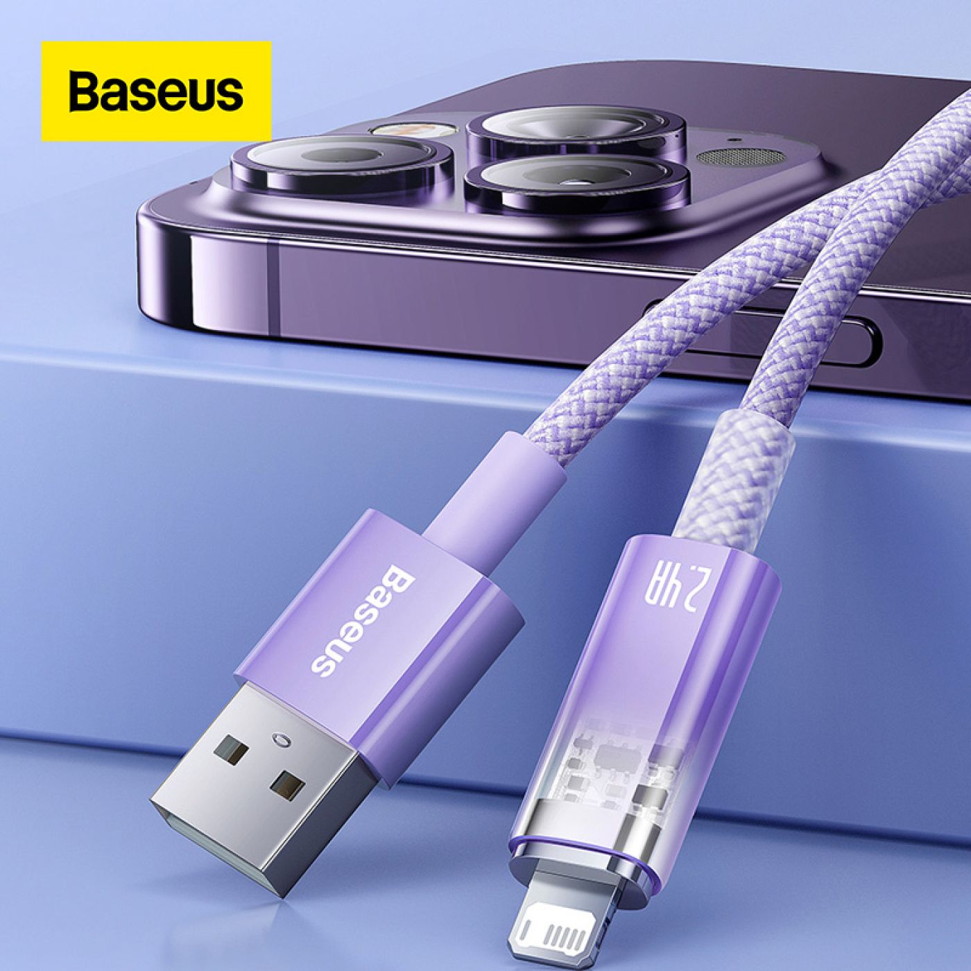 Cáp Sạc Nhanh Tự Ngắt Baseus Explorer Series 2 USB A to L.i.g.h.t.n.i.n.g 2.4A dùng cho i.P.h.o.n.e/