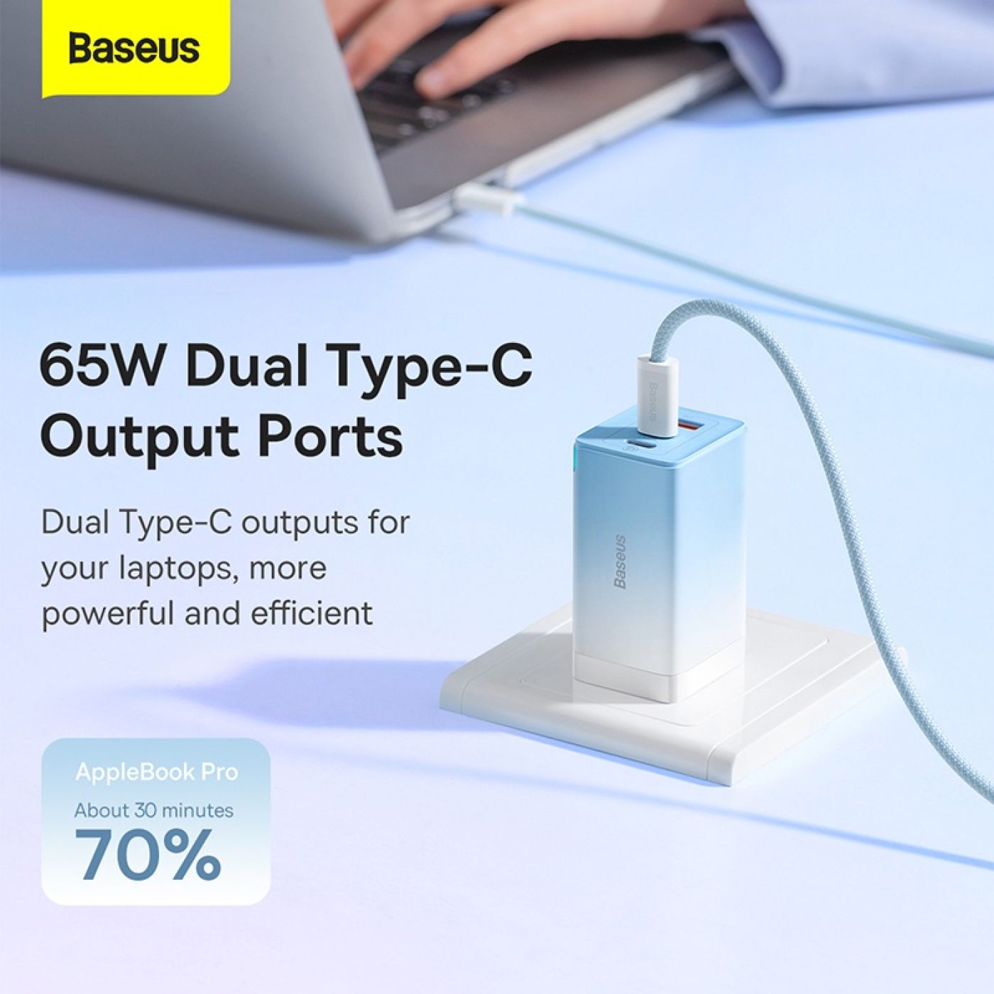 Bộ sạc nhanh Baseus GaN5 Pro Quick Charger 65W (Type Cx2 + USB , PD3.0/ PPS/ QC4.0/ SCP/FCP Multi Qu