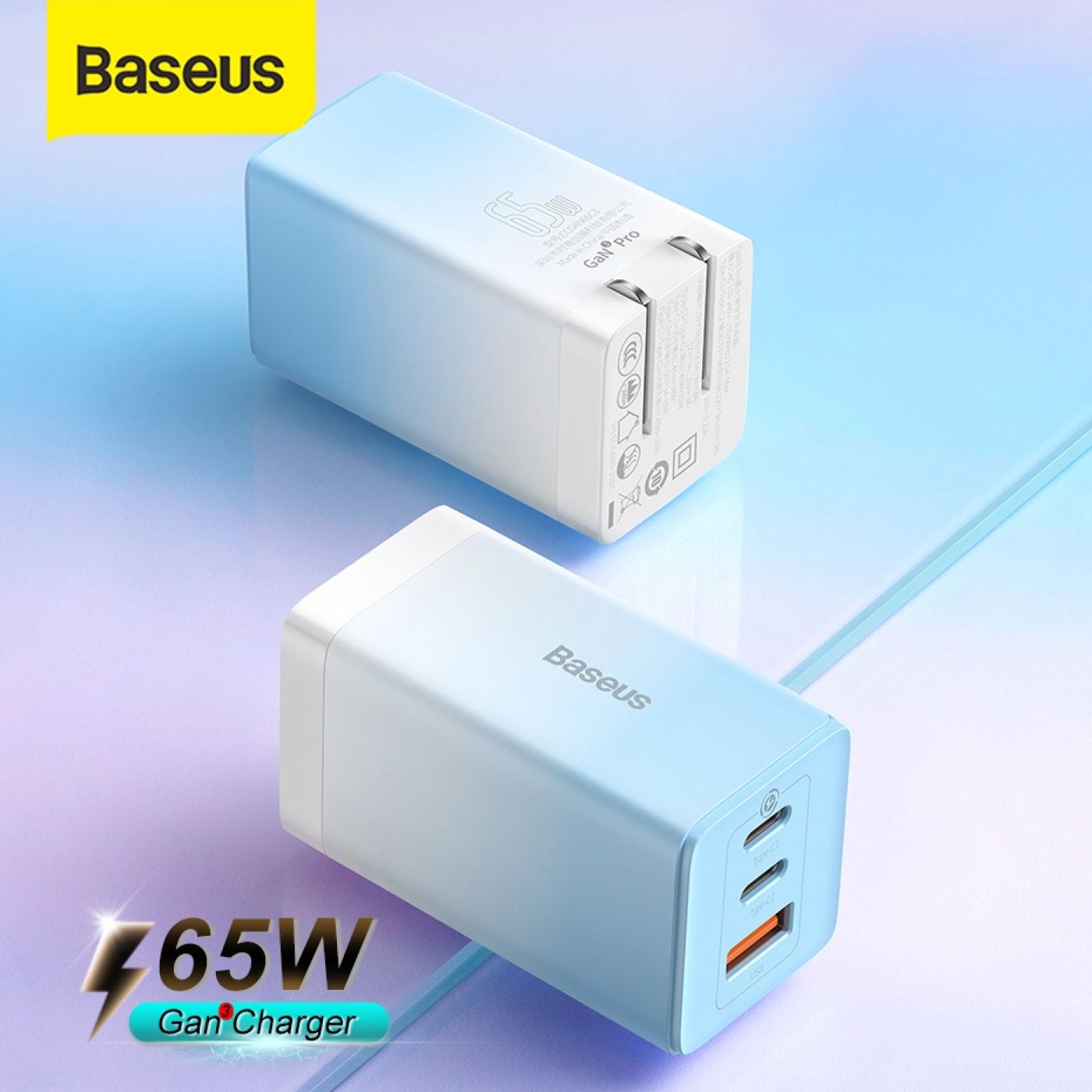 Bộ sạc nhanh Baseus GaN5 Pro Quick Charger 65W (Type Cx2 + USB , PD3.0/ PPS/ QC4.0/ SCP/FCP Multi Qu