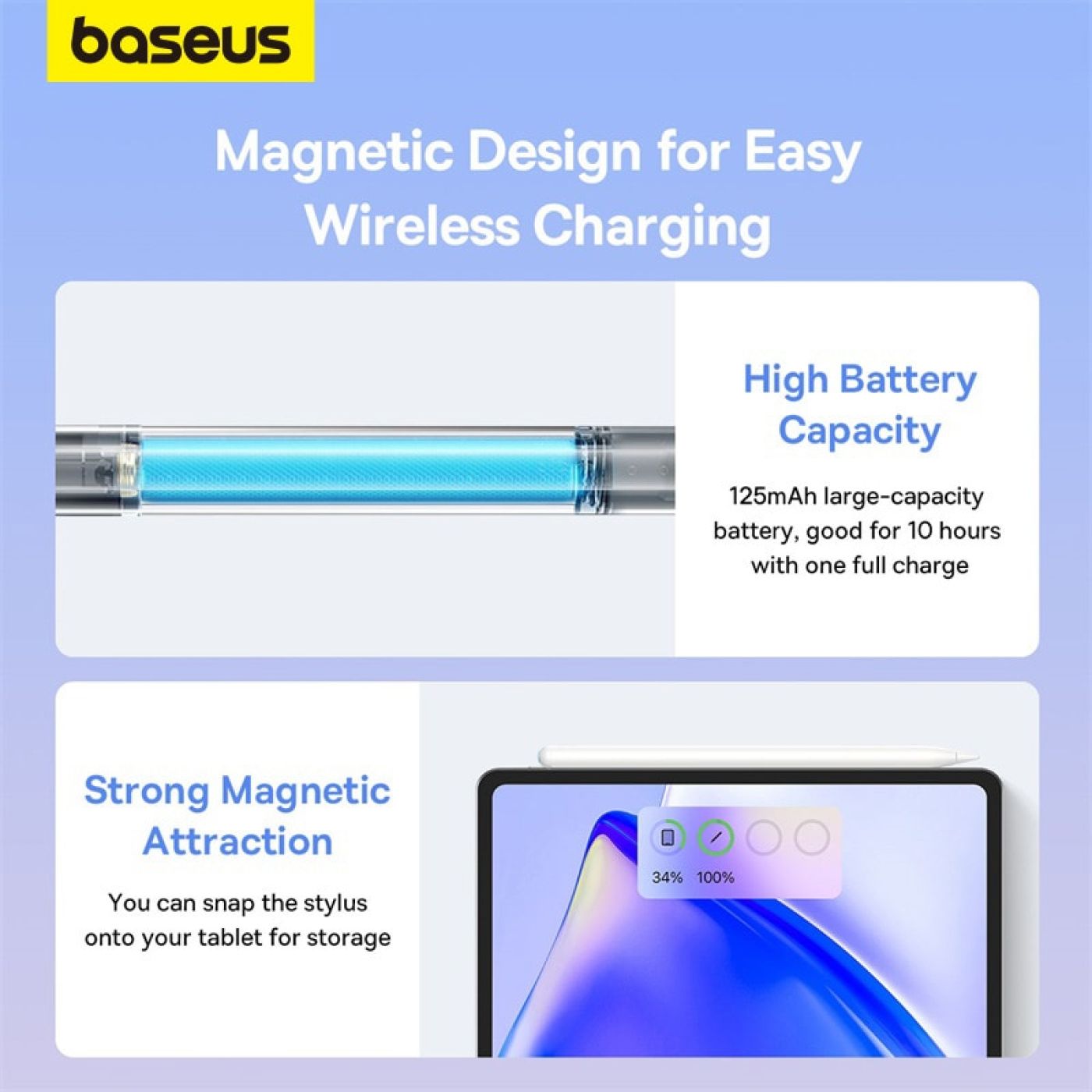 Bút Cảm Ứng Baseus Pencil 2 Smooth Writing Wireless Charging Stylus Dùng Cho i.P.a.d (M.a.g.n.e.t.i.