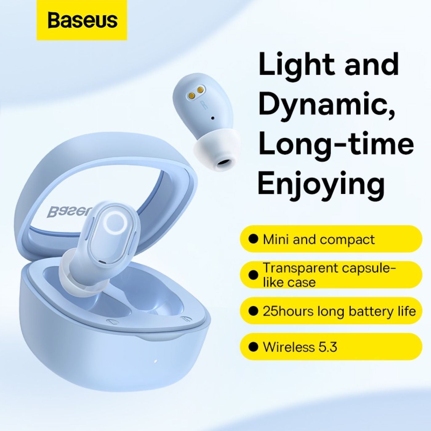 Tai nghe không dây Baseus Bowie WM02 True Wireless Earphones (Bluetooth V5.3, 25h sử dụng)