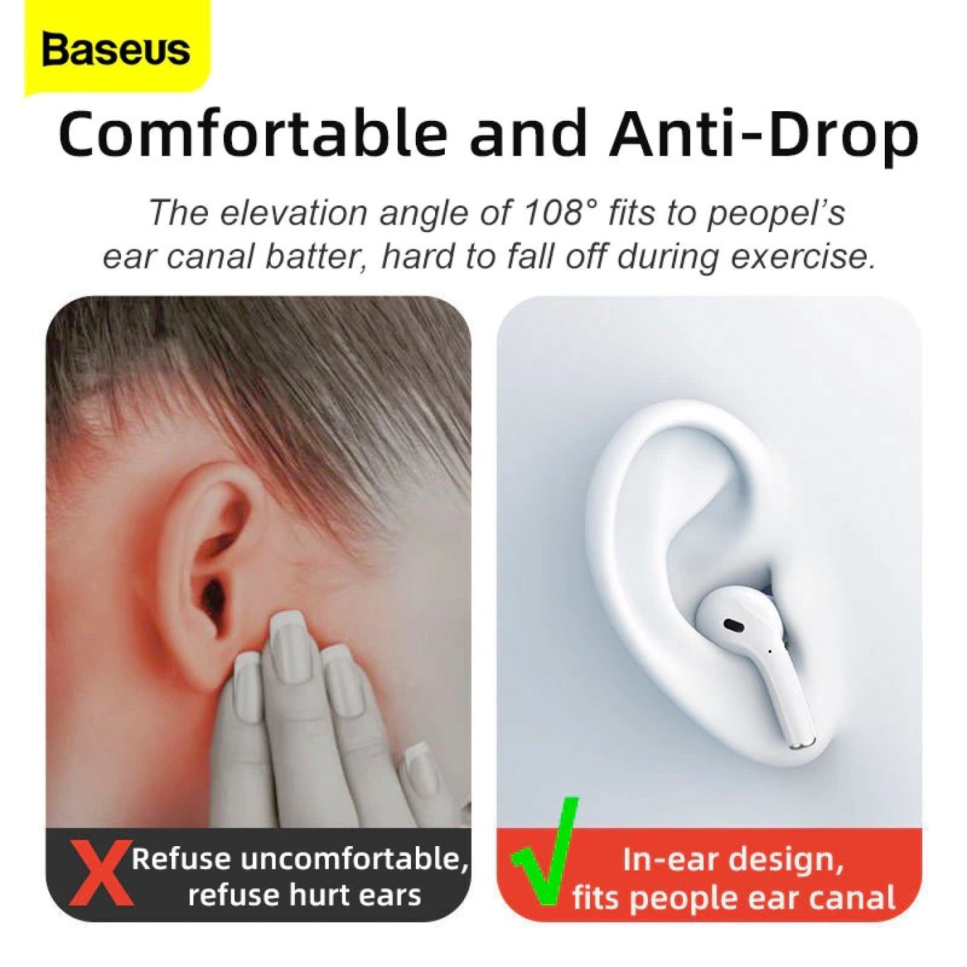 Tai nghe Bluetooth Baseus Encok W3 TWS (Bluetooth 5.0, 4h continuously listen, Noise reduction, IP55