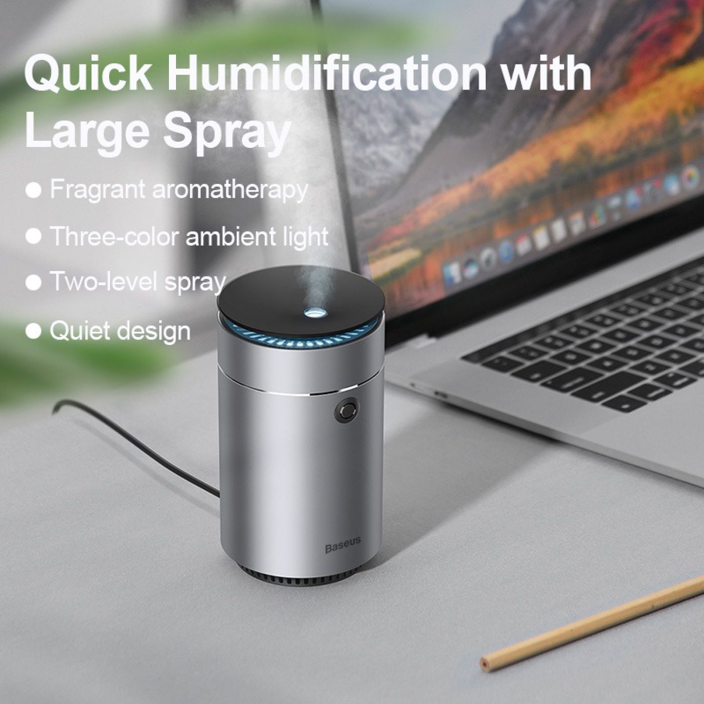 Máy phun sương tạo ẩm, xông tinh dầu mini dùng cho xe hơi Baseus Time Aromatherapy Humidifier 75ml