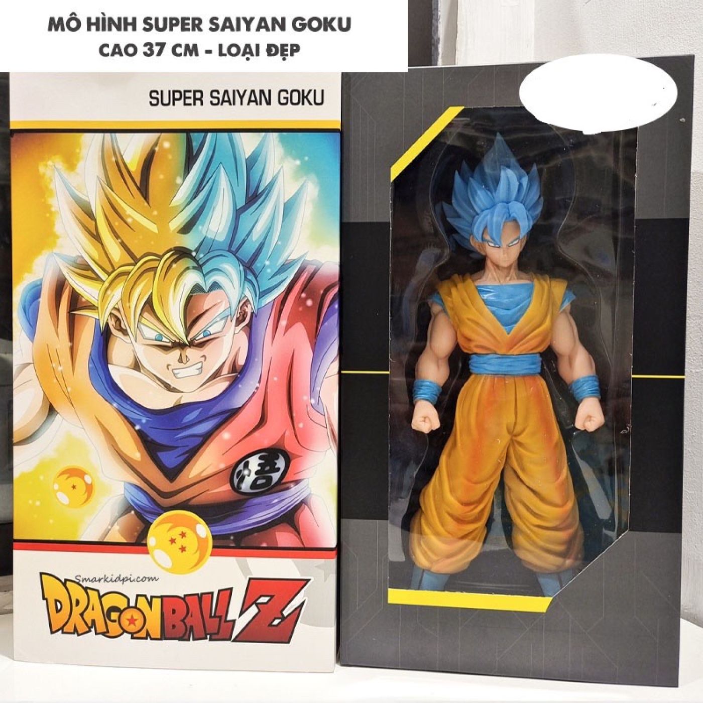 Mô hình SONGOKU áo vàng-tóc xanh cao 37cm