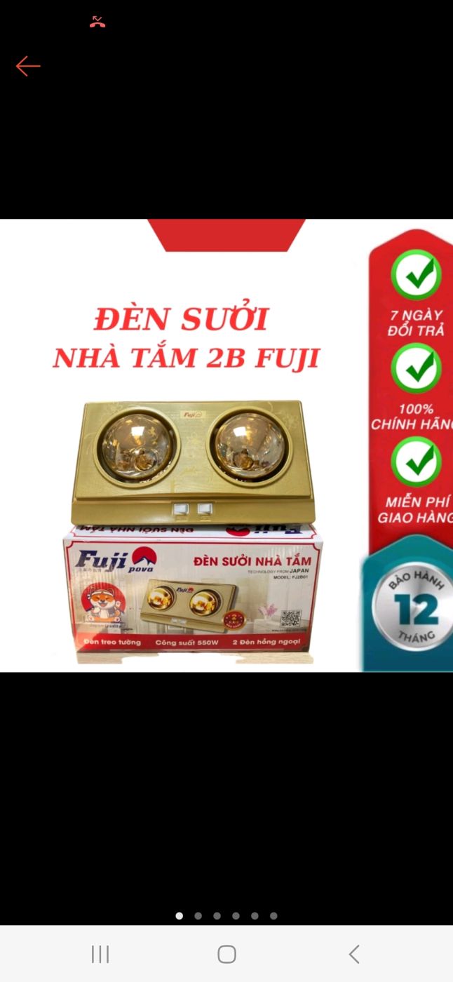 Đèn sưởi nhà tắm 2 bóng fuji