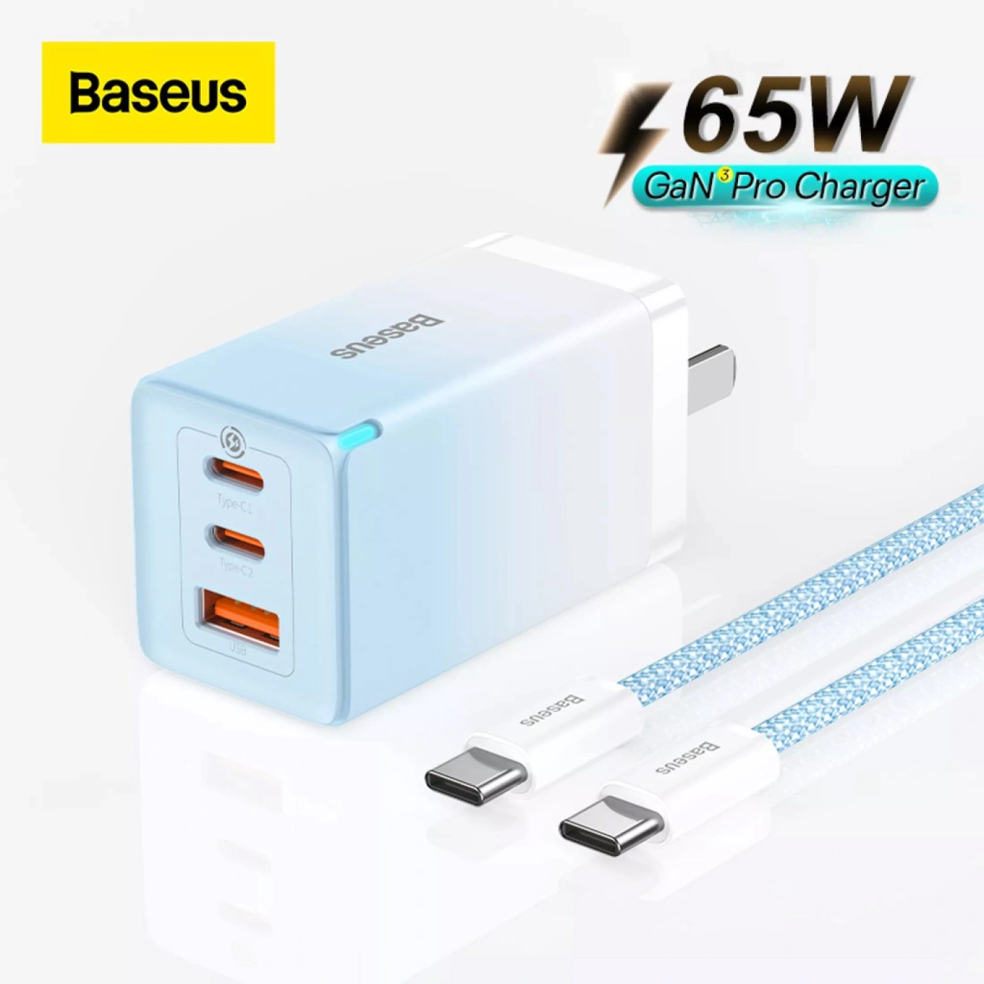 Bộ Sạc Nhanh Baseus GaN3 Pro Quick Charger 65W (Type Cx2 + USB , PD3.0/ PPS/ QC4.0/ SCP/ FCP Multi Q