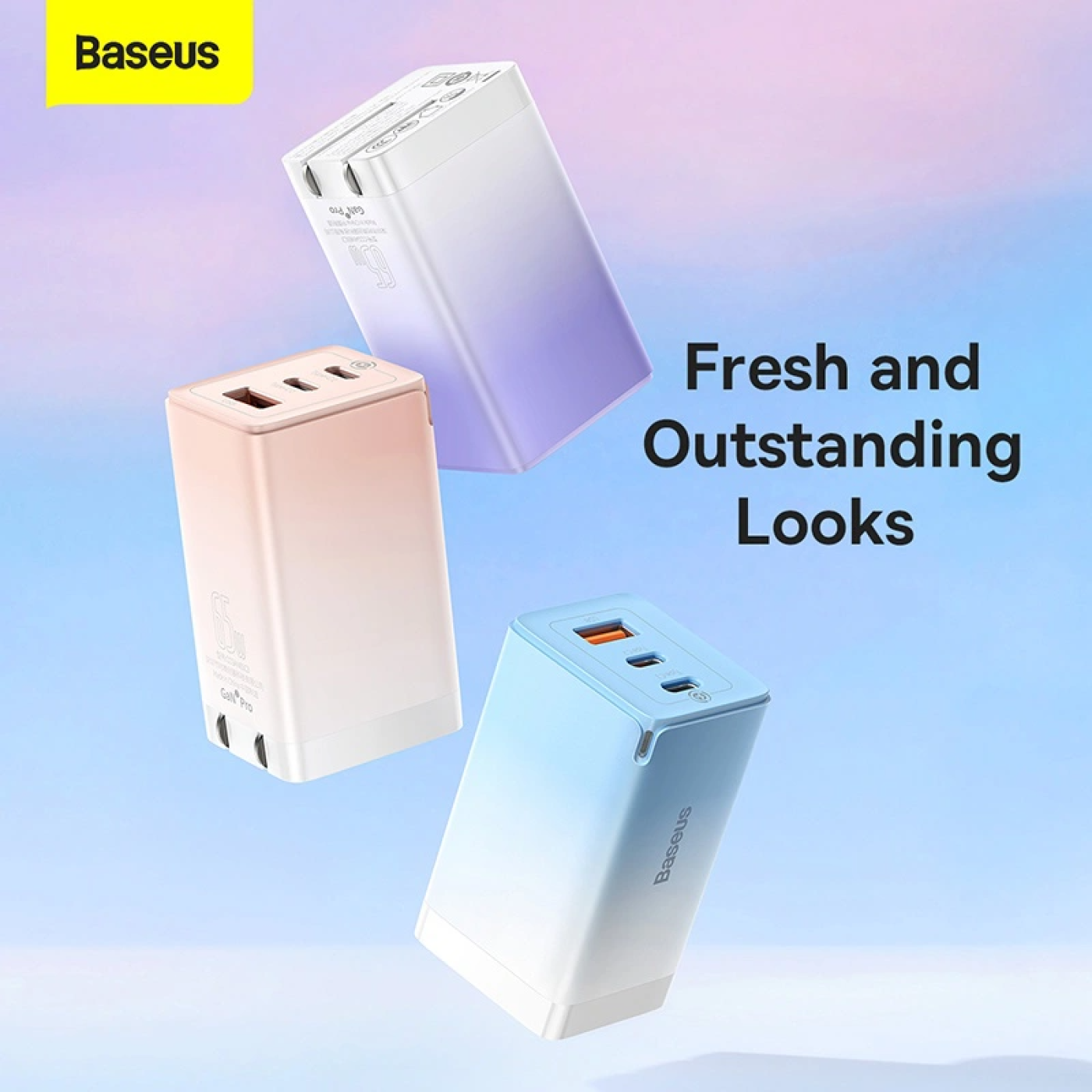 Bộ Sạc Nhanh Baseus GaN3 Pro Quick Charger 65W (Type Cx2 + USB , PD3.0/ PPS/ QC4.0/ SCP/ FCP Multi Q