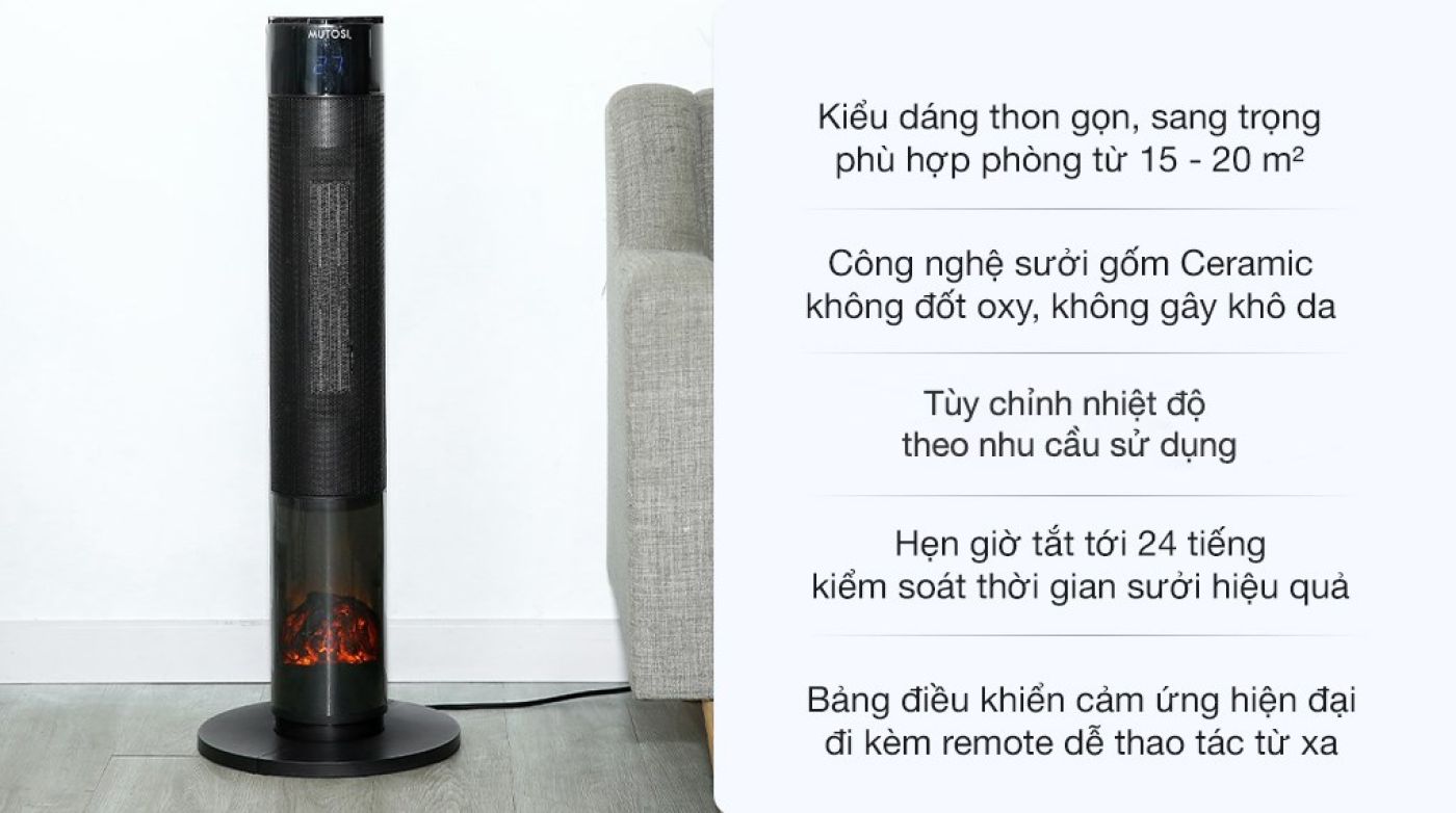 Quạt sưởi gốm ceramic Mutosi MCH-2000L