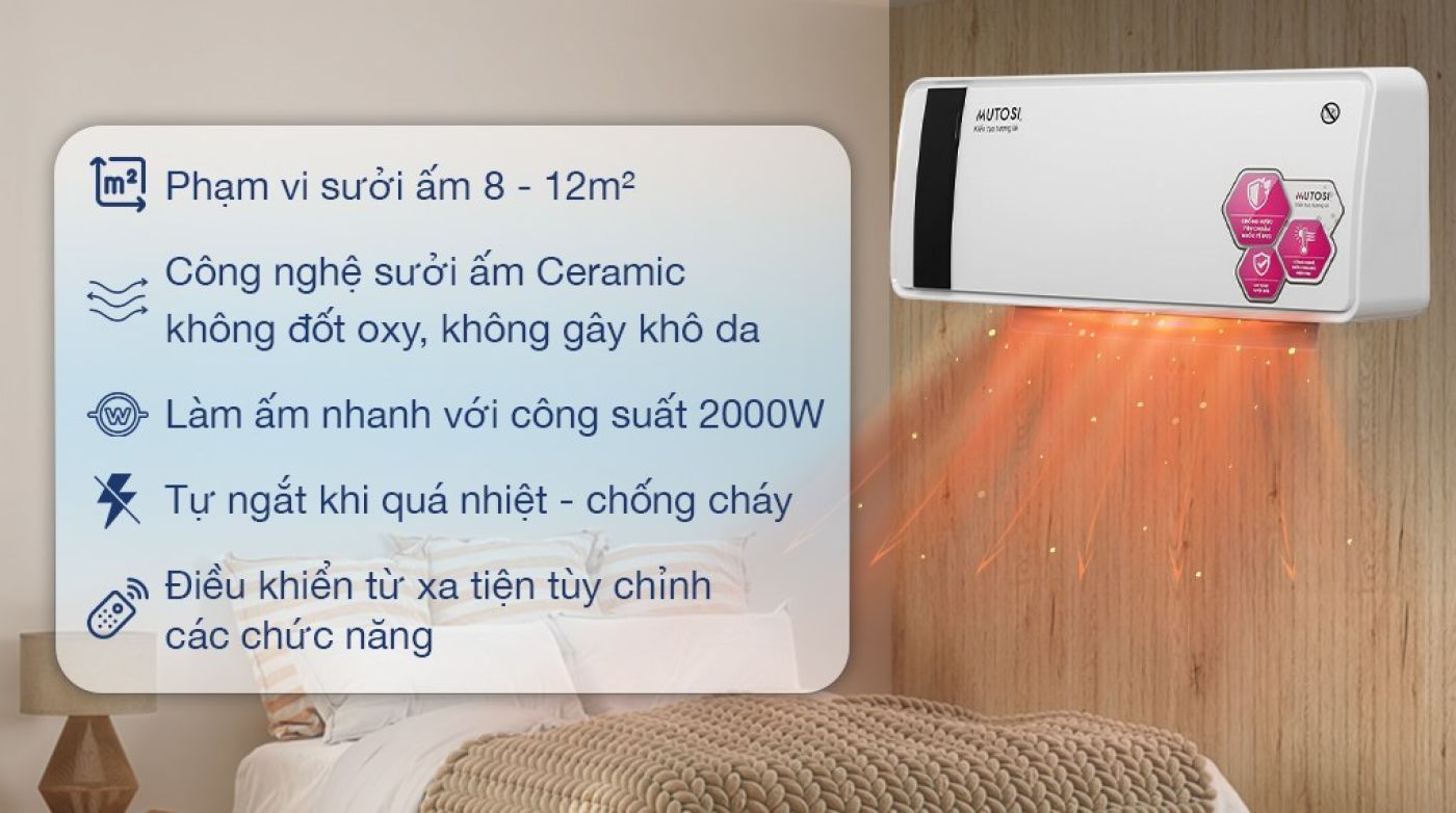 Máy sưởi gốm Ceramic Mutosi MCH-2000